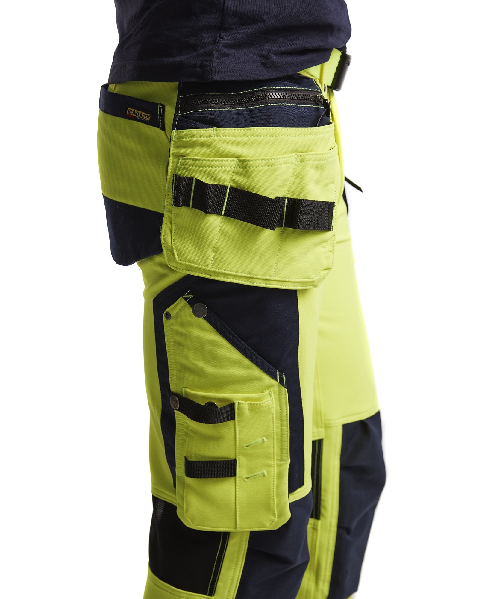 Blaklader High Vis 4-Way Stretch Work Trousers, Yellow/Navy Blue (8)