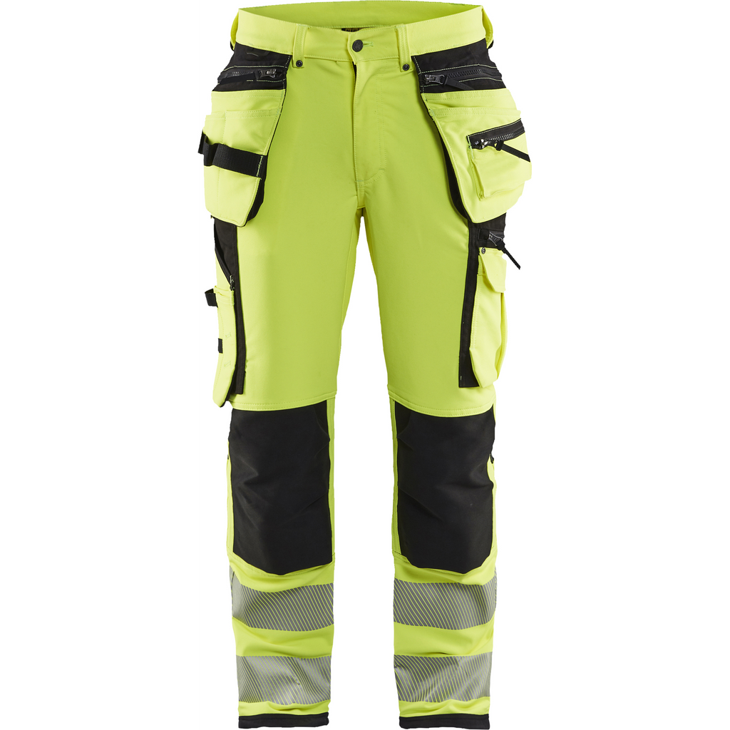Blaklader High Vis 4-Way Stretch Work Trousers, Yellow/Black
