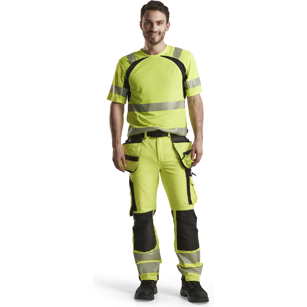 Blaklader High Vis 4-Way Stretch Work Trousers, Yellow/Black (5)
