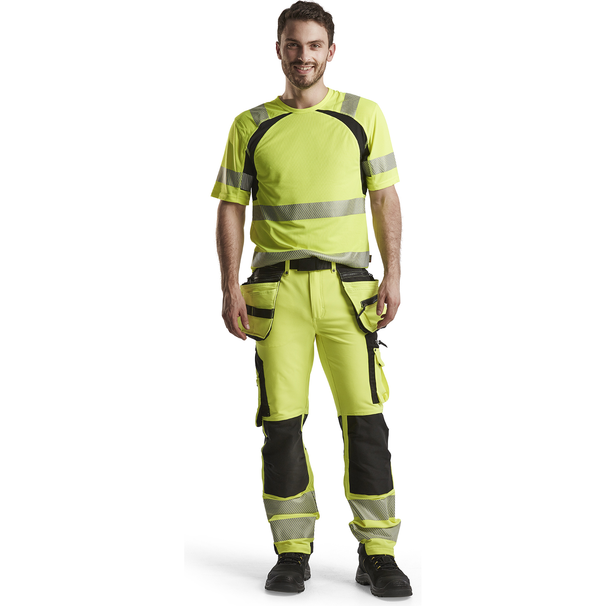 Blaklader High Vis 4-Way Stretch Work Trousers, Yellow/Black (5)