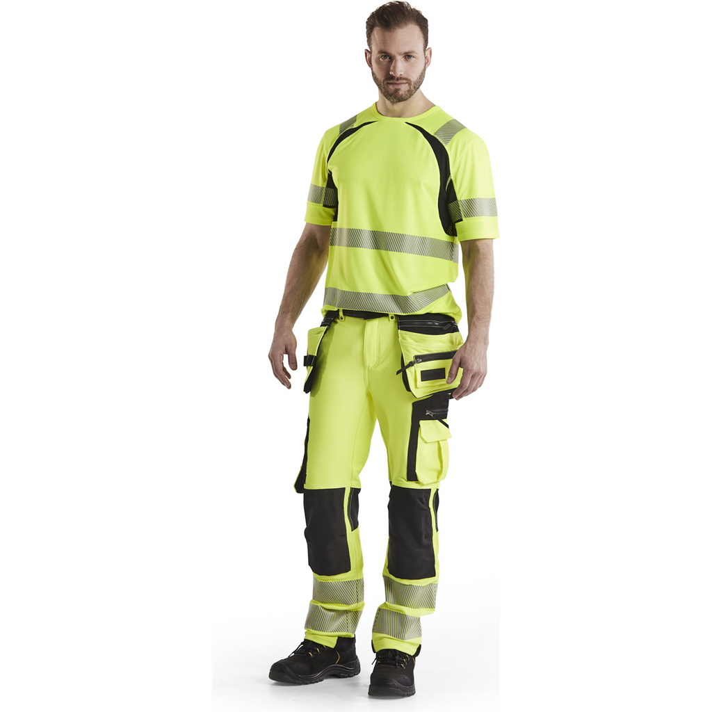 Blaklader High Vis 4-Way Stretch Work Trousers, Yellow/Black (6)