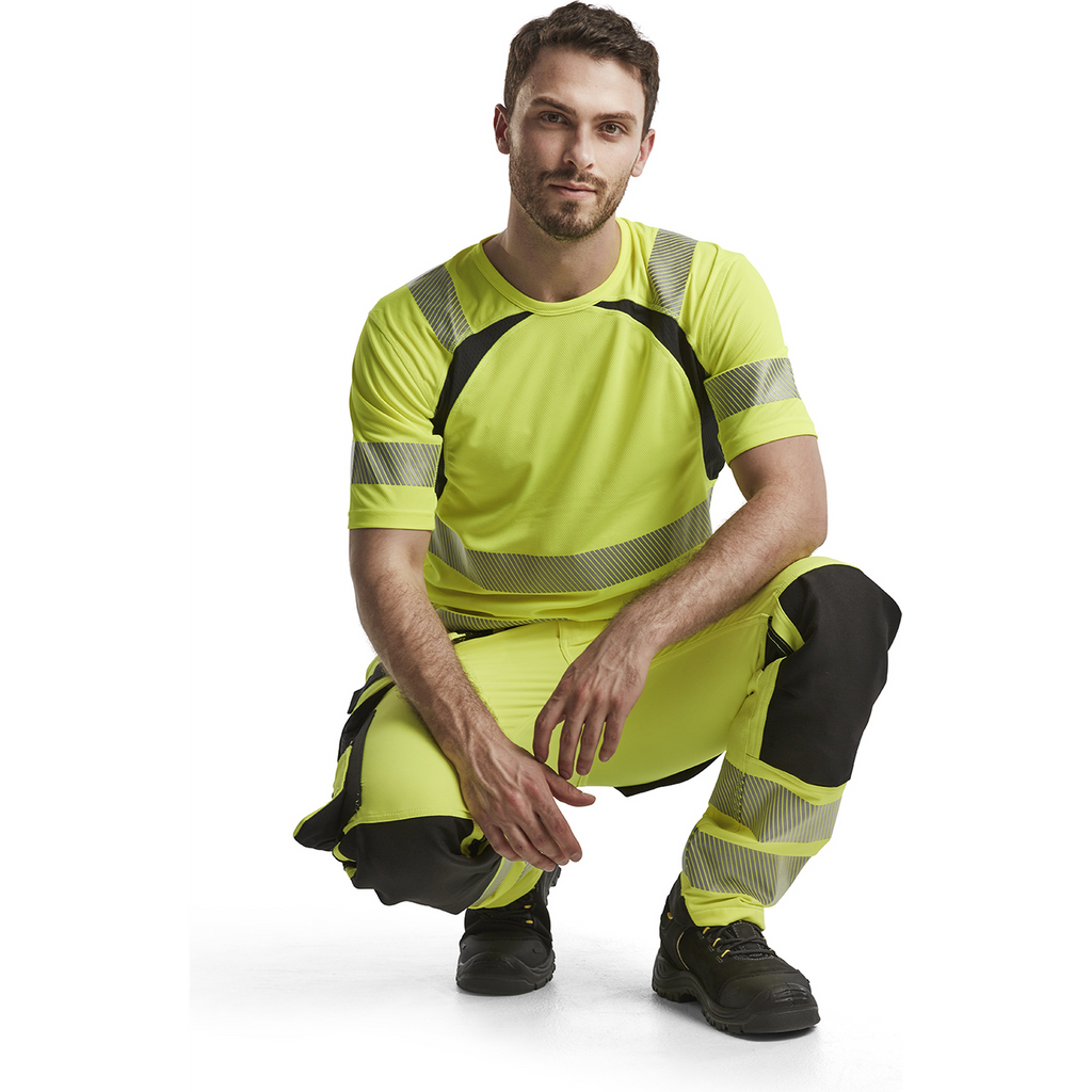 Blaklader High Vis 4-Way Stretch Work Trousers, Yellow/Black (7)