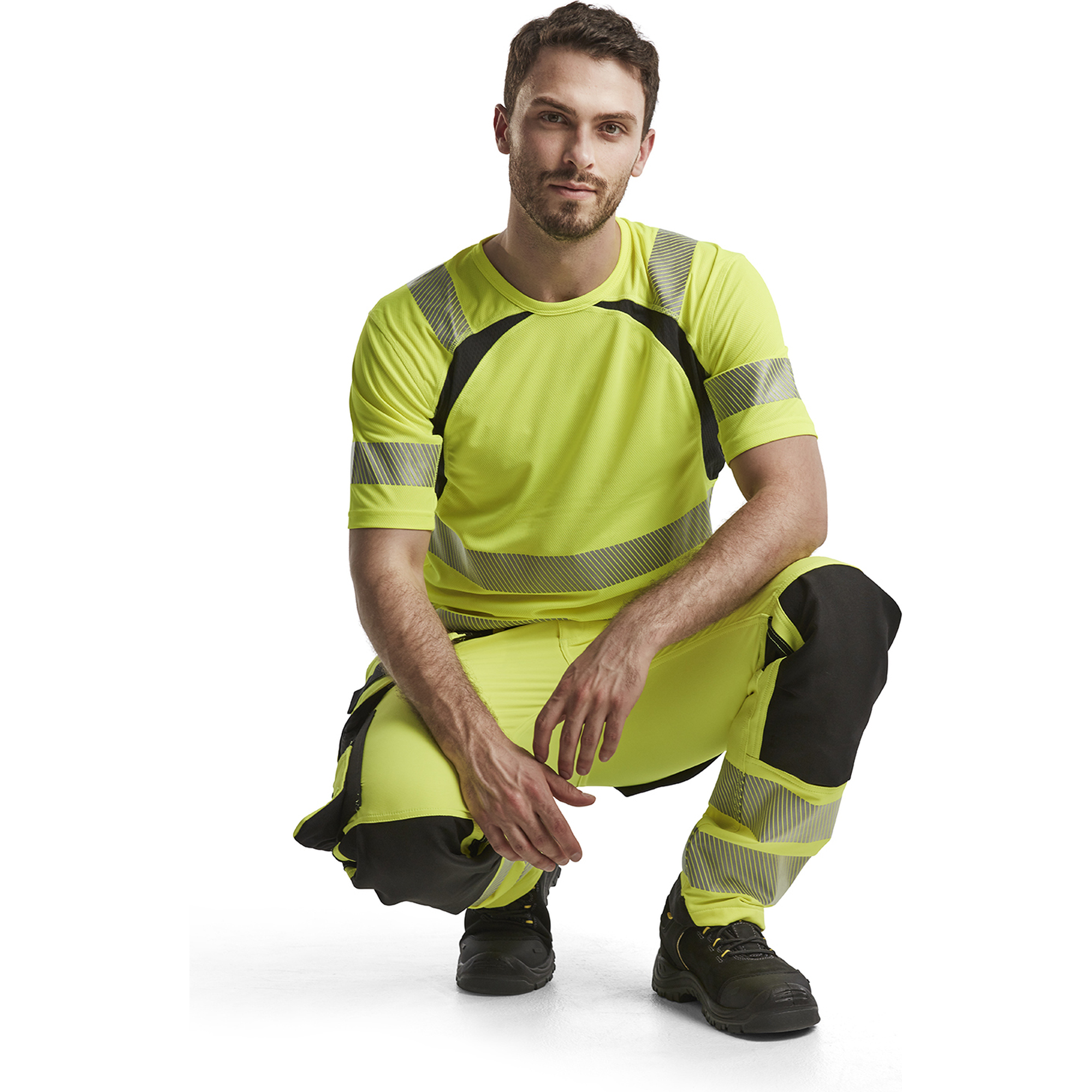 Blaklader High Vis 4-Way Stretch Work Trousers, Yellow/Black (7)