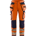 Blaklader High Vis 4-Way Stretch Work Trousers, Orange/Navy Blue