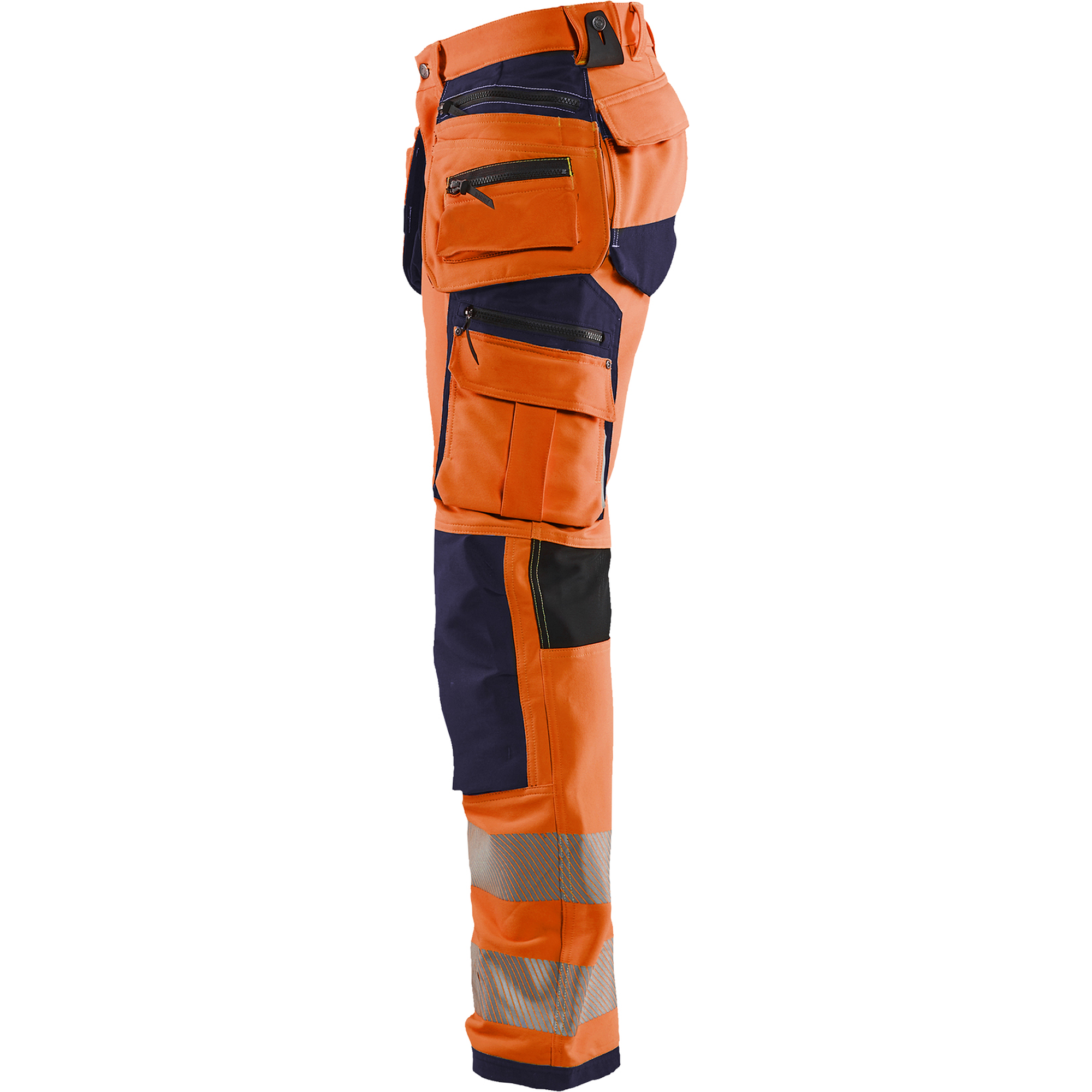 Blaklader High Vis 4-Way Stretch Work Trousers, Orange/Navy Blue (3)