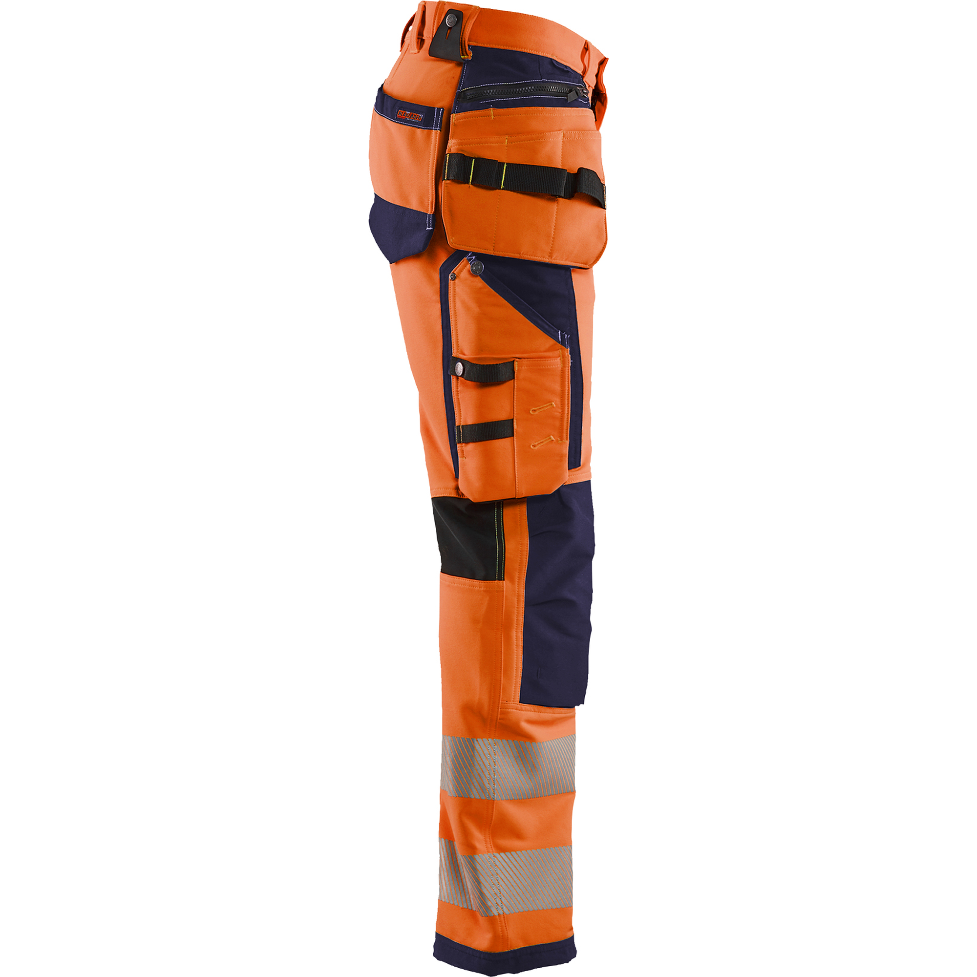 Blaklader High Vis 4-Way Stretch Work Trousers, Orange/Navy Blue (2)