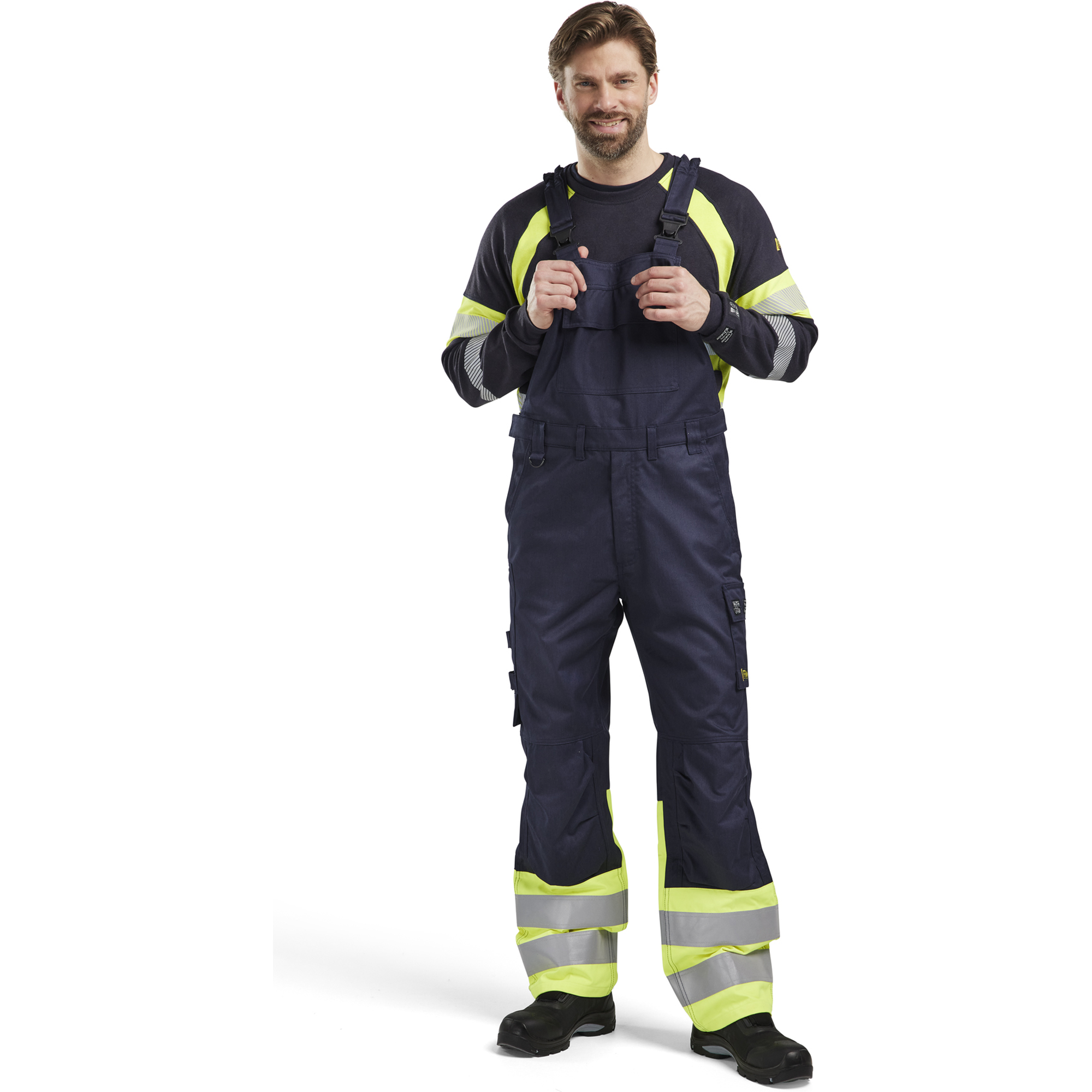 Blaklader Steel Bib and Brace, Navy/Yellow (5)