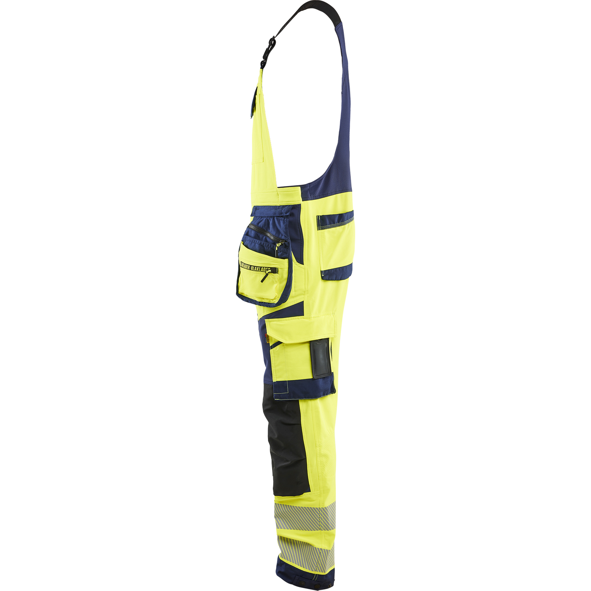 Blaklader High Vis 4-Way Stretch Bib and Brace, Yellow/Navy Blue (3)