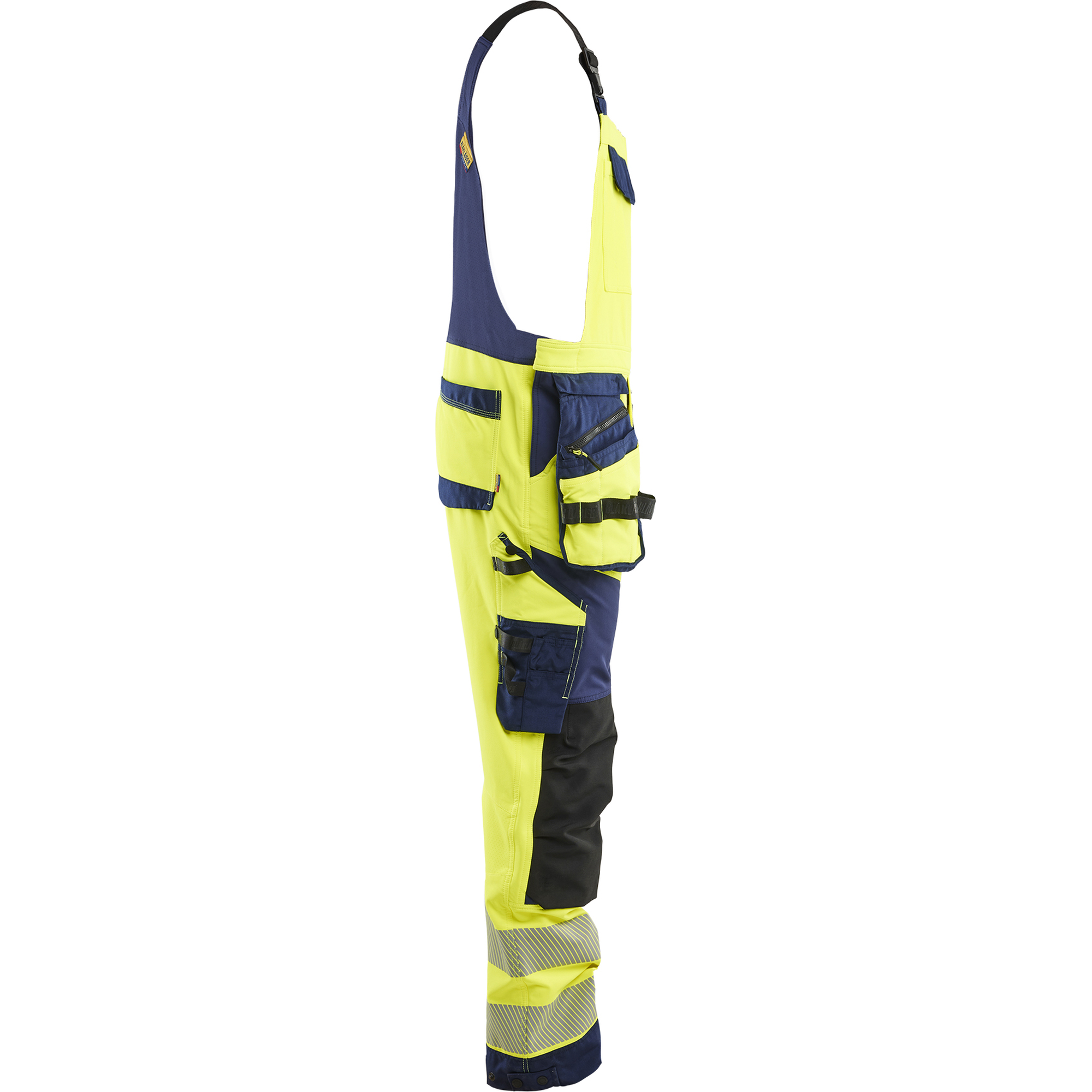Blaklader High Vis 4-Way Stretch Bib and Brace, Yellow/Navy Blue (2)