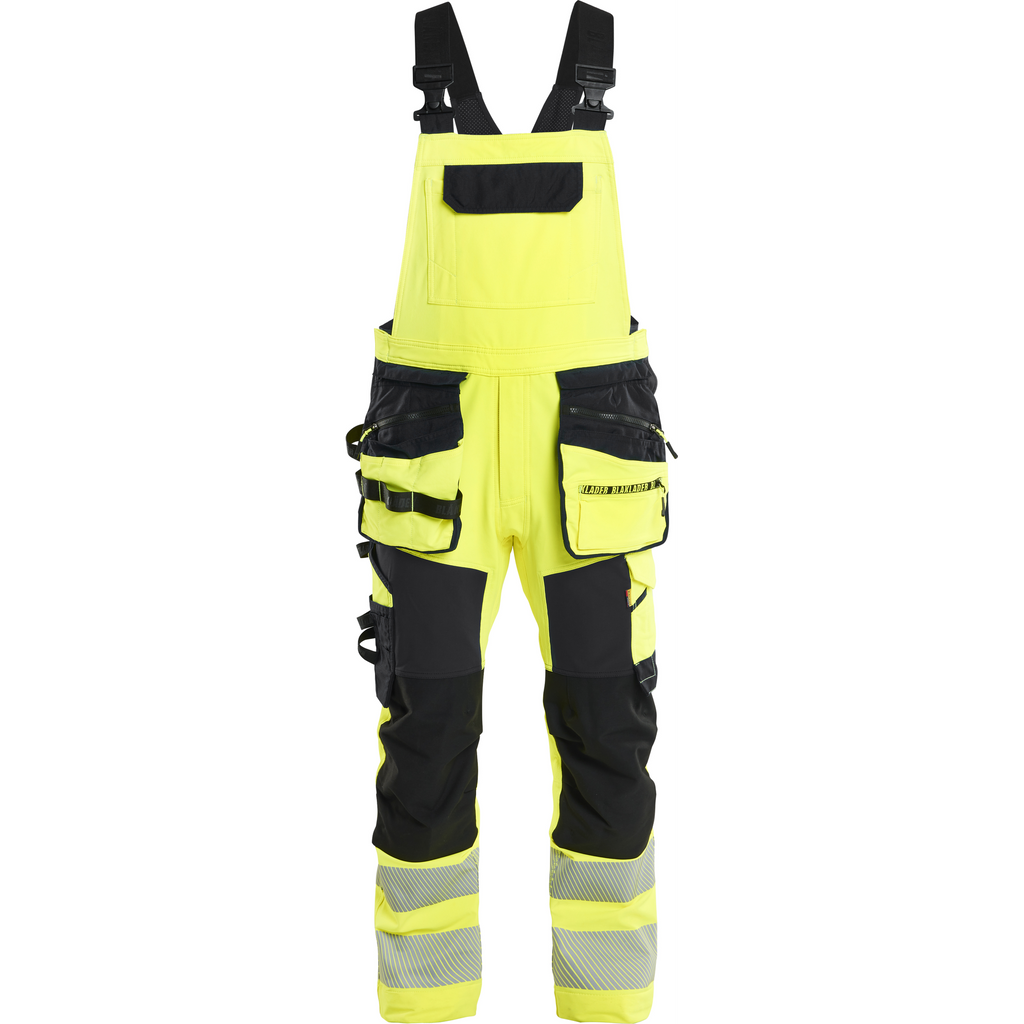 Blaklader High Vis 4-Way Stretch Bib and Brace, Yellow/Black