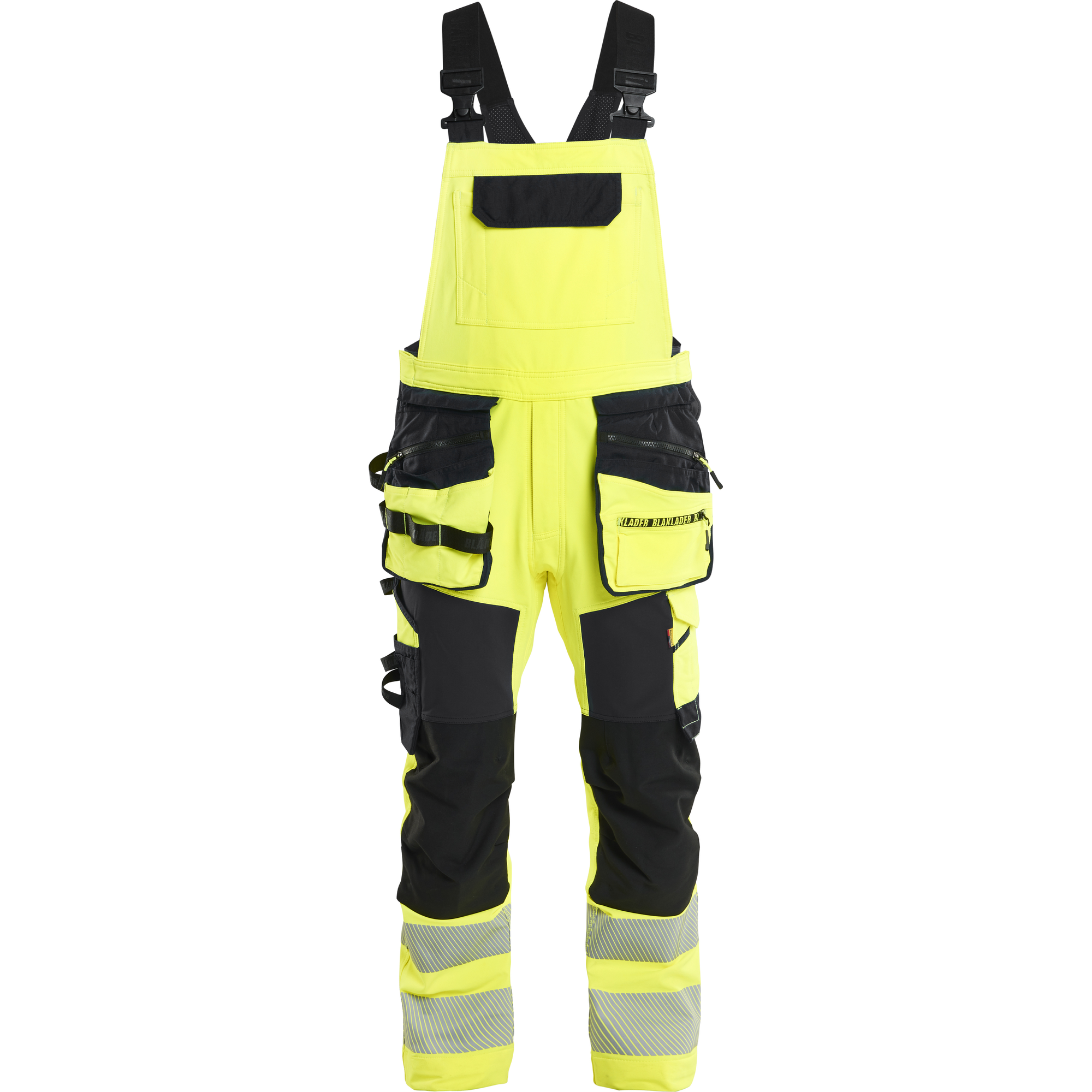 Blaklader High Vis 4-Way Stretch Bib and Brace, Yellow/Black