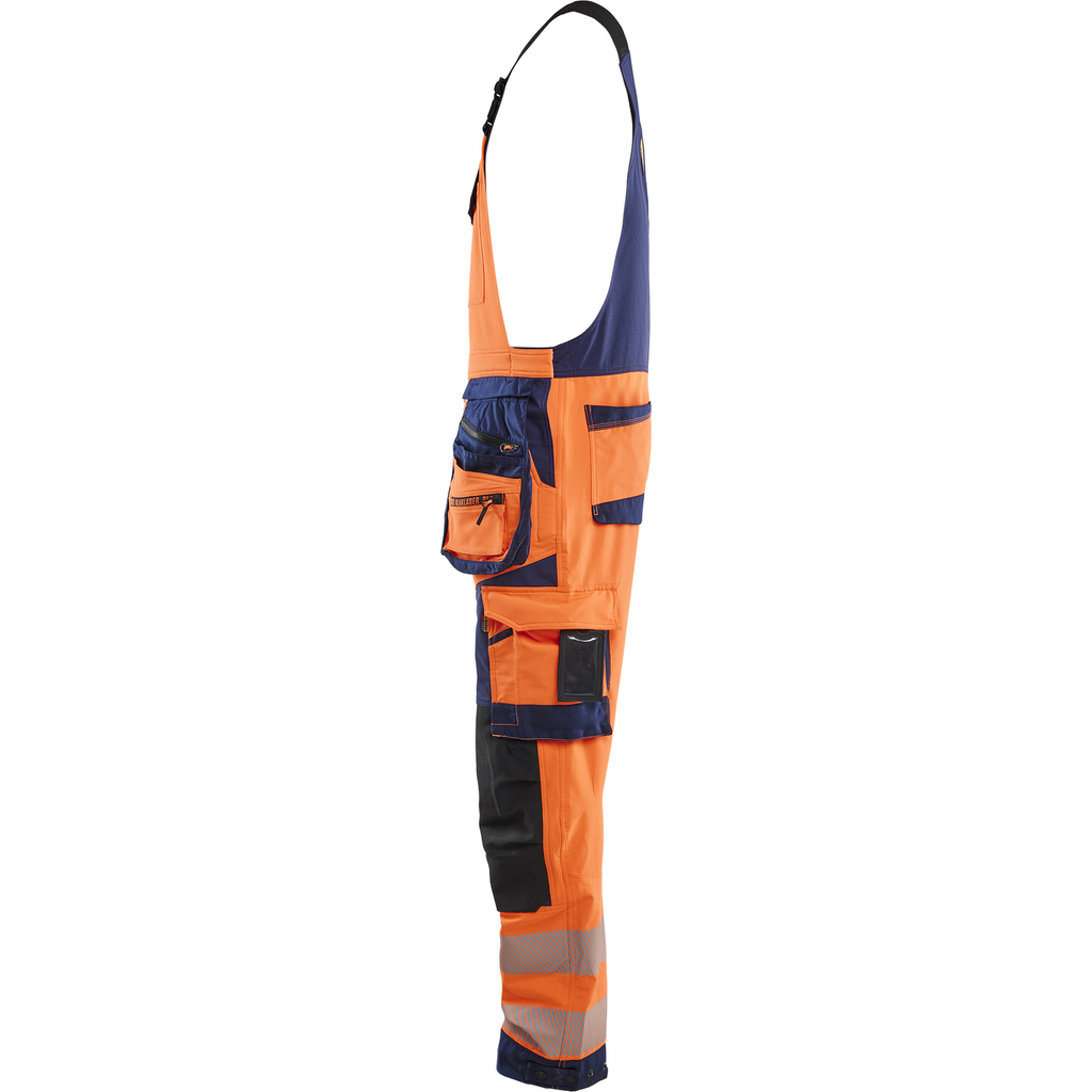 Blaklader High Vis 4-Way Stretch Bib and Brace, Orange/Navy (3)