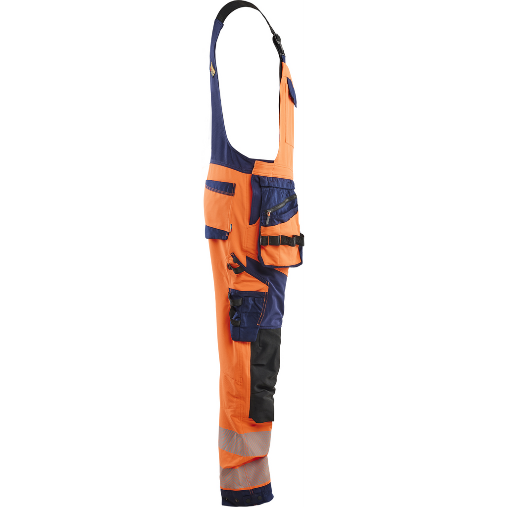 Blaklader High Vis 4-Way Stretch Bib and Brace, Orange/Navy (2)