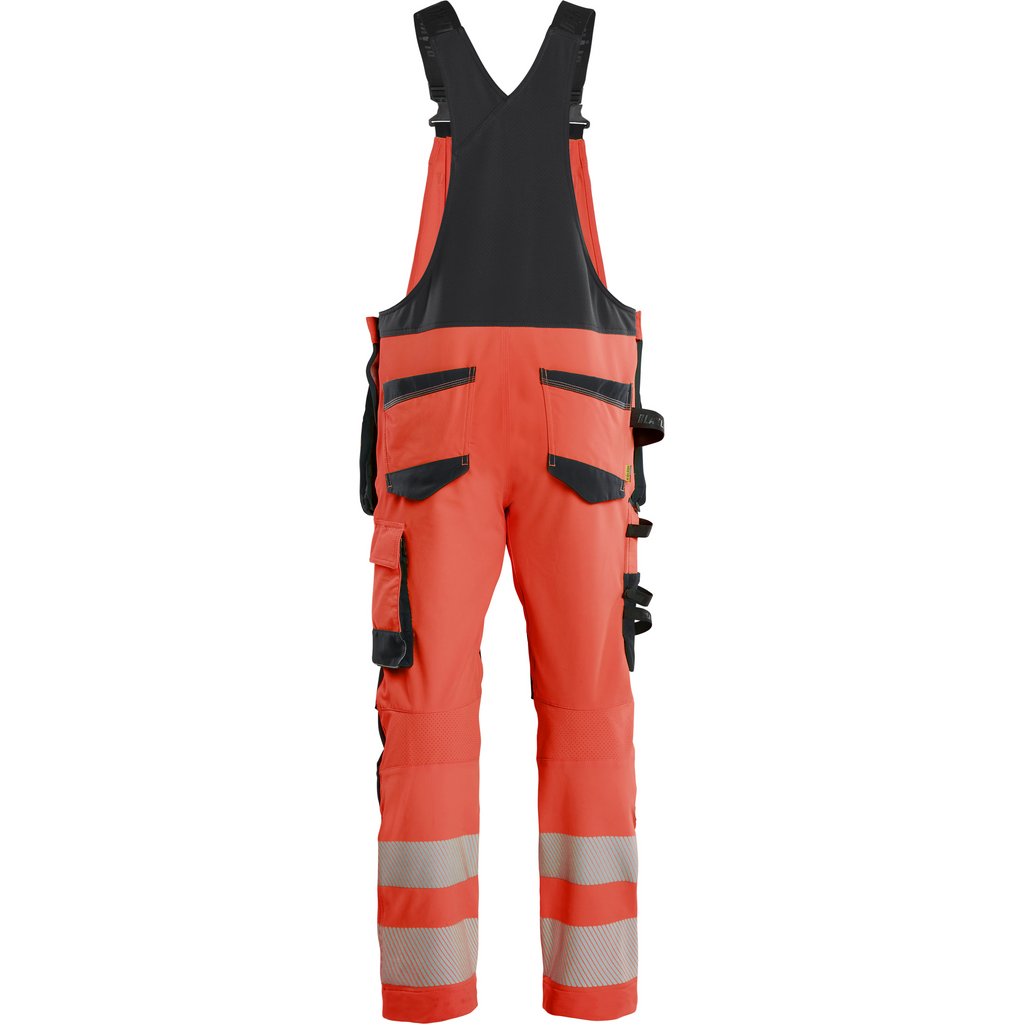 Blaklader High Vis 4-Way Stretch Bib and Brace, Red/Black (4)