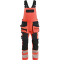 Blaklader High Vis 4-Way Stretch Bib and Brace, Red/Black