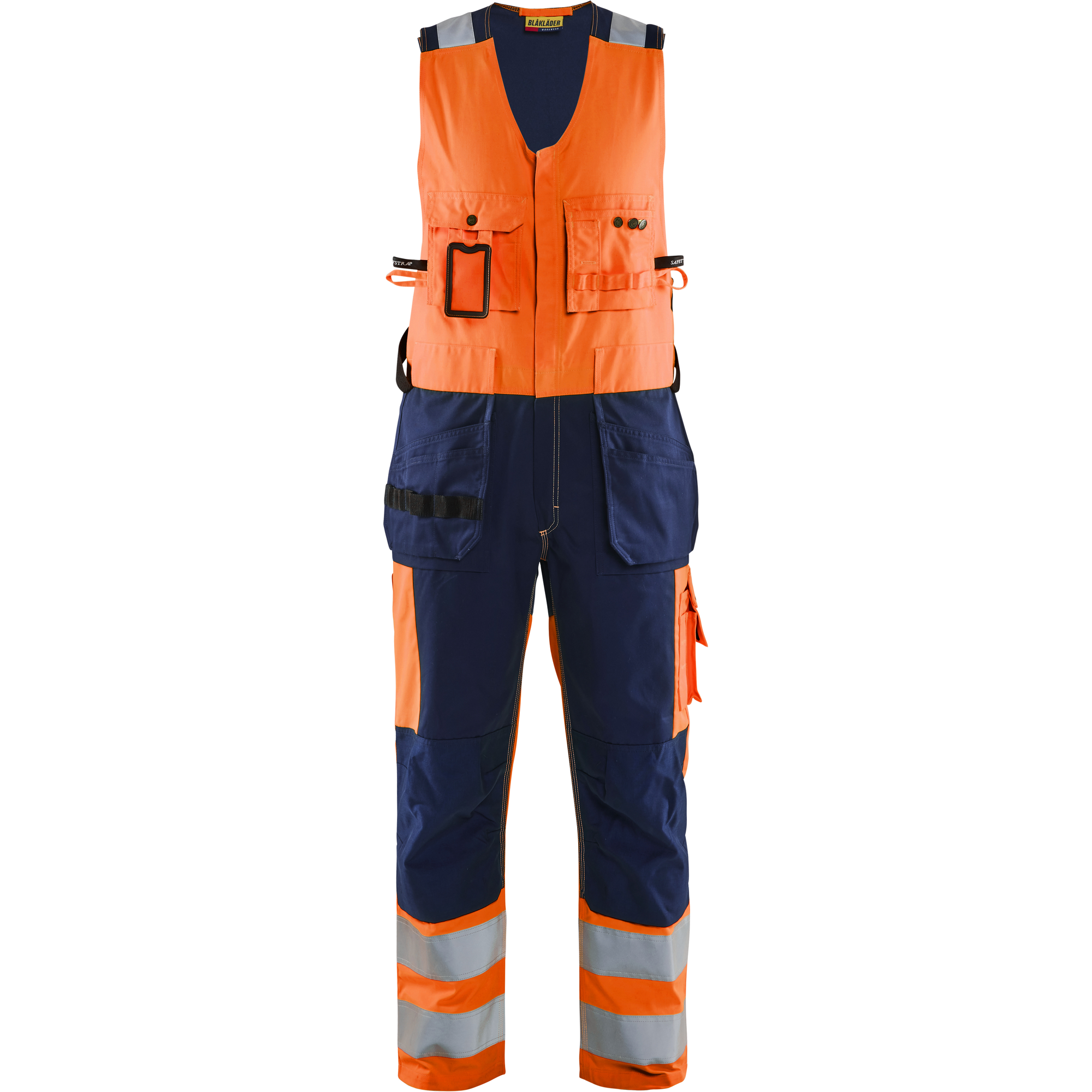 Blaklader High Vis Combination Trousers, Orange/Navy Blue