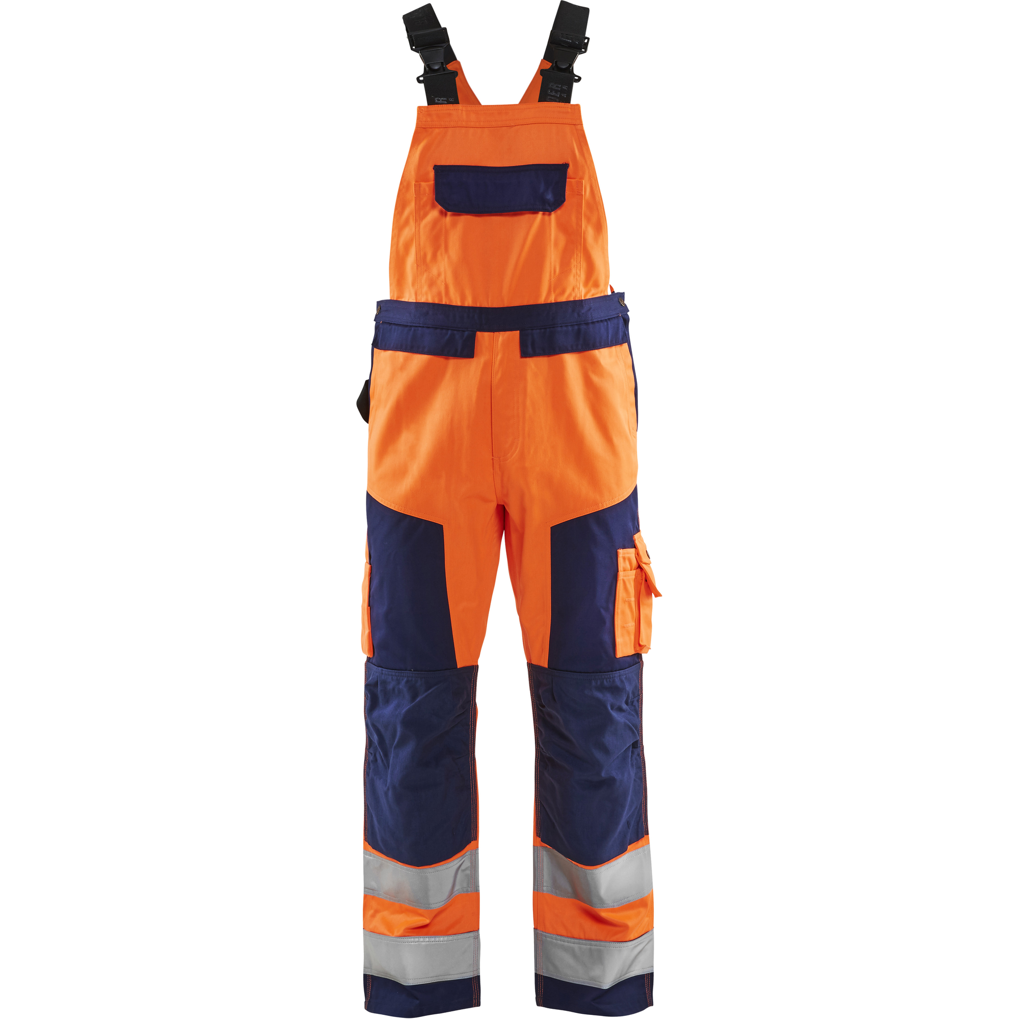 Blaklader High Vis Bib and Brace, Orange/Navy Blue