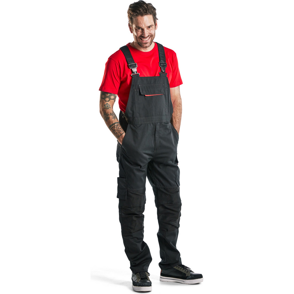Blaklader Stretch Bib and Brace, Black/Red (4)