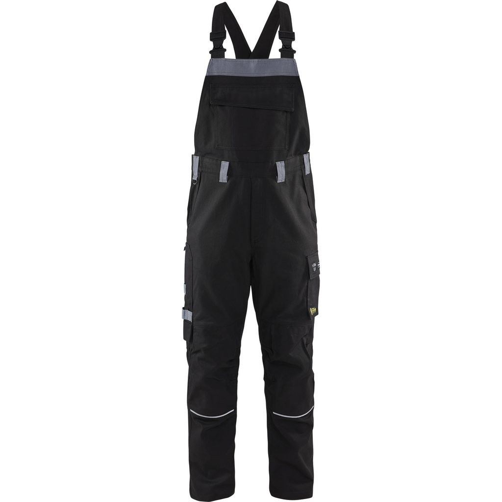 Blaklader Flame Resistant Bib and Brace, Black/Grey