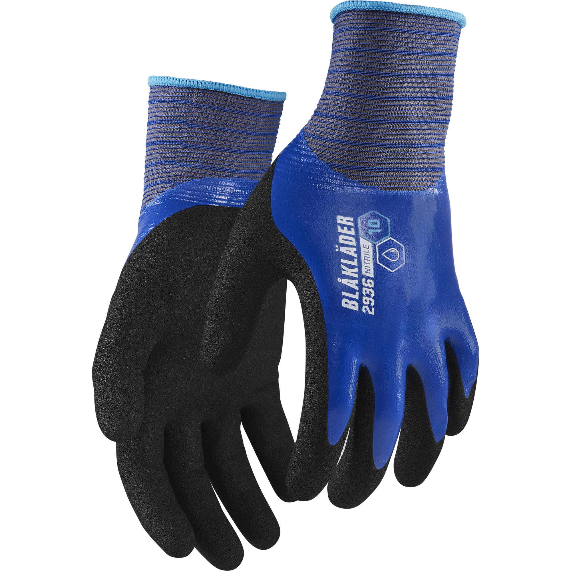 Blaklader Waterproof Nitrile Coated Work Glove, Cornflower Blue 6 pairs
