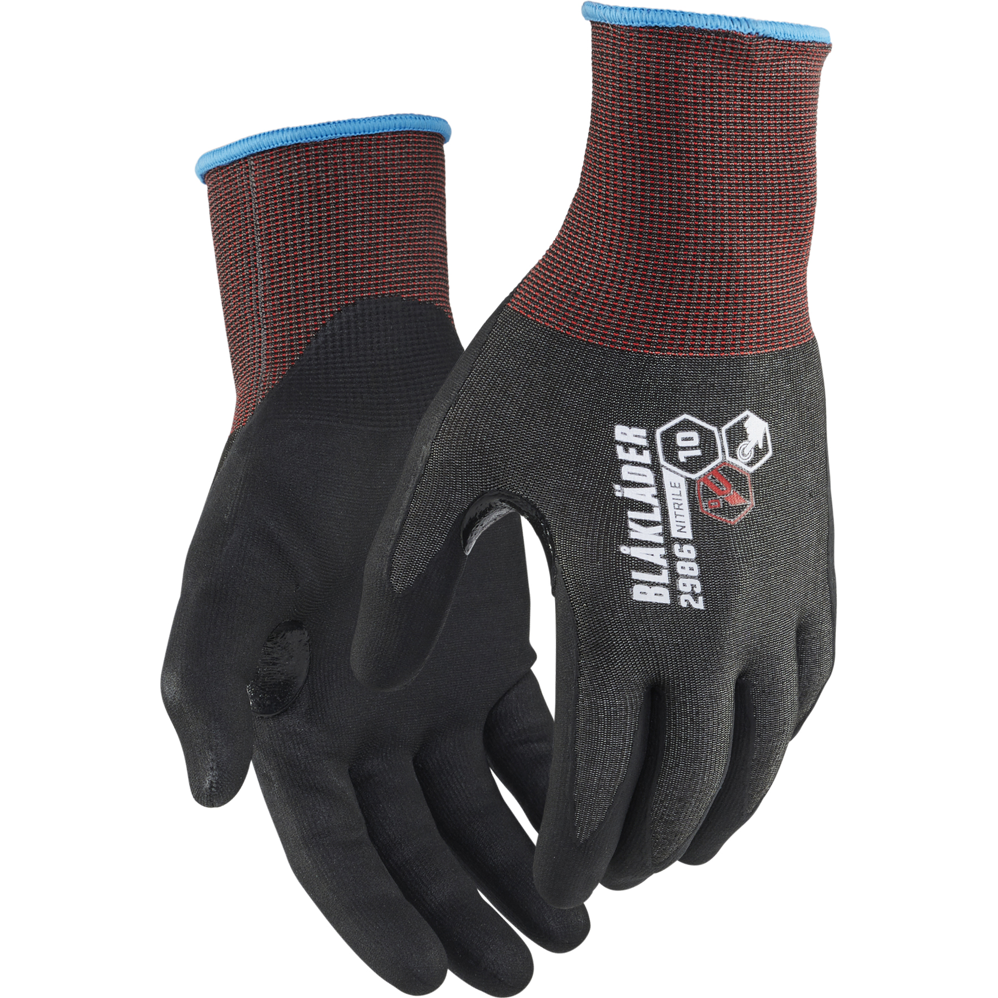 Blaklader D Touch Nitrile Dipped Cut Protection Glove, Black 6 pairs