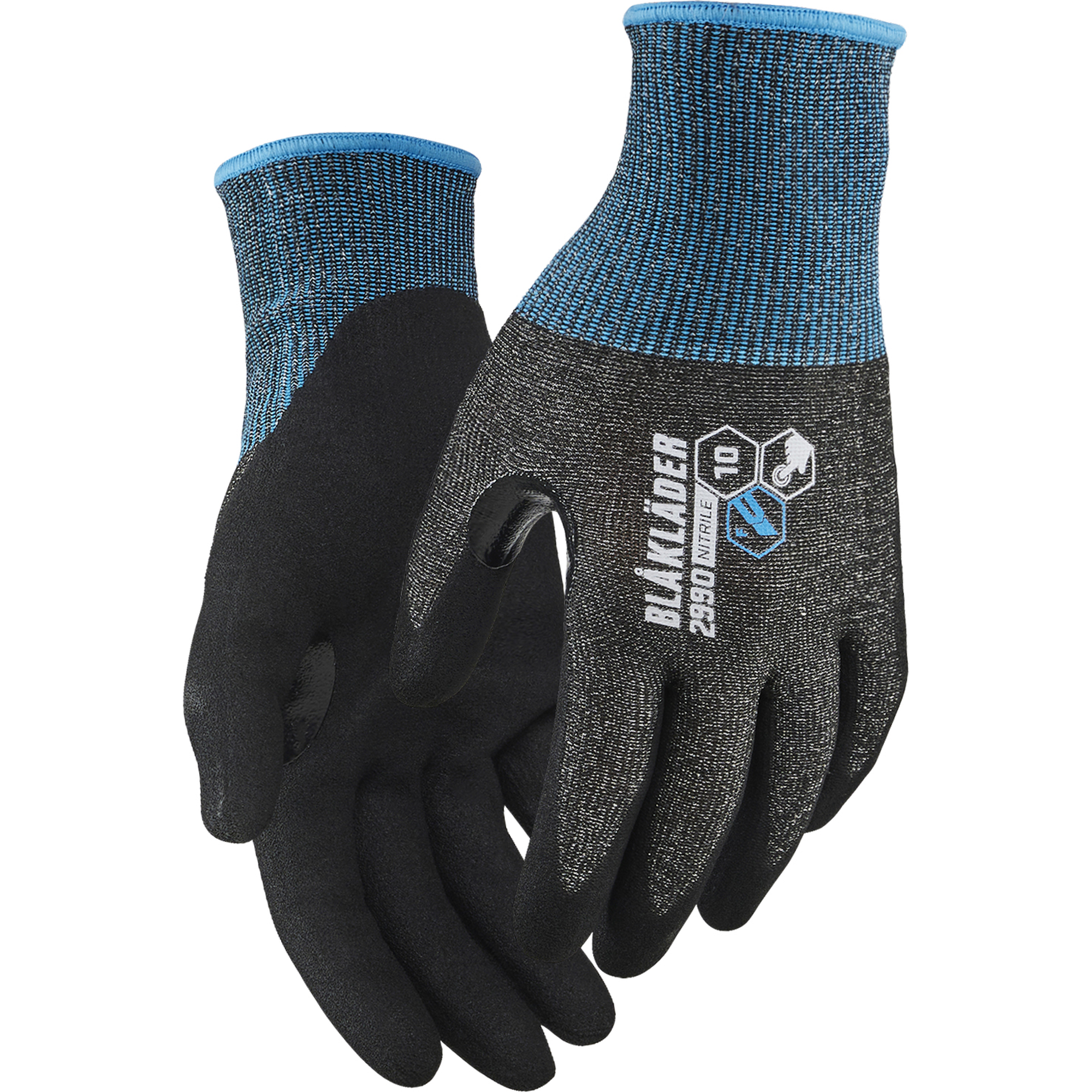 Blaklader F Touch Nitrile Dipped Cut Protection Glove, Black 6 pairs