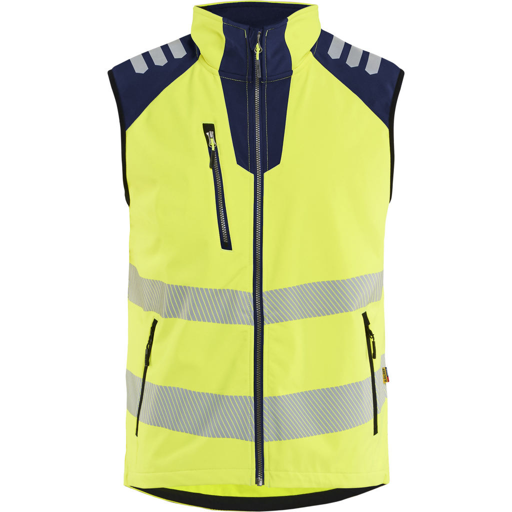 Blaklader High Vis Softshell Vest, High Vis Yellow/Navy Blue