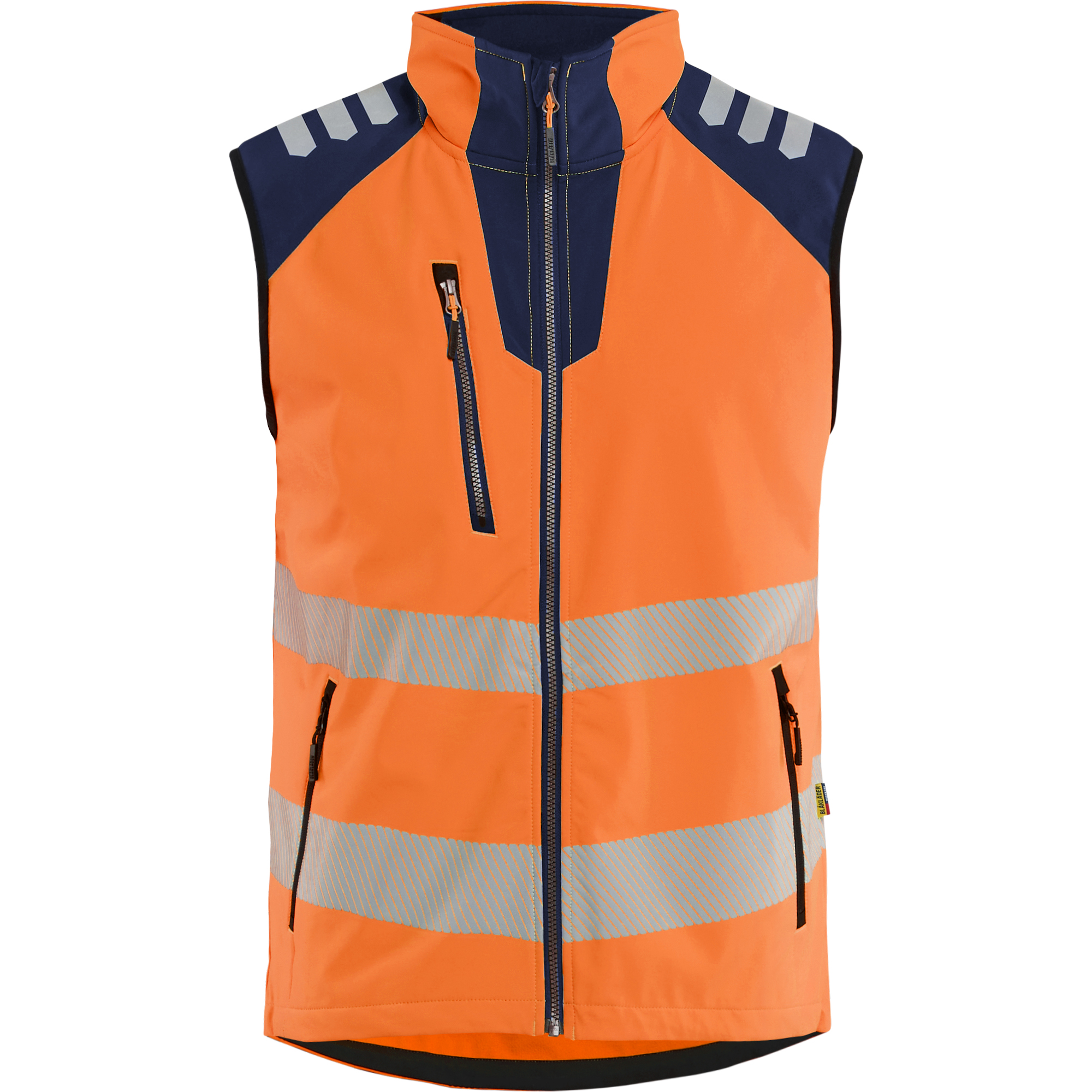 Blaklader Hi-Vis Softshell Vest, High Vis Orange/Navy Blue