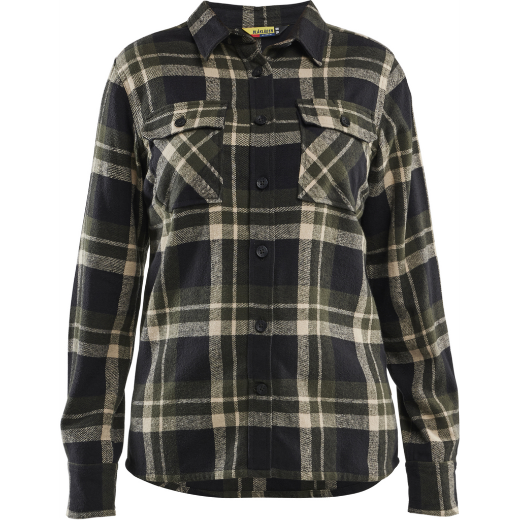 Blaklader Women's Flannel Shirt, Forest Green/Black