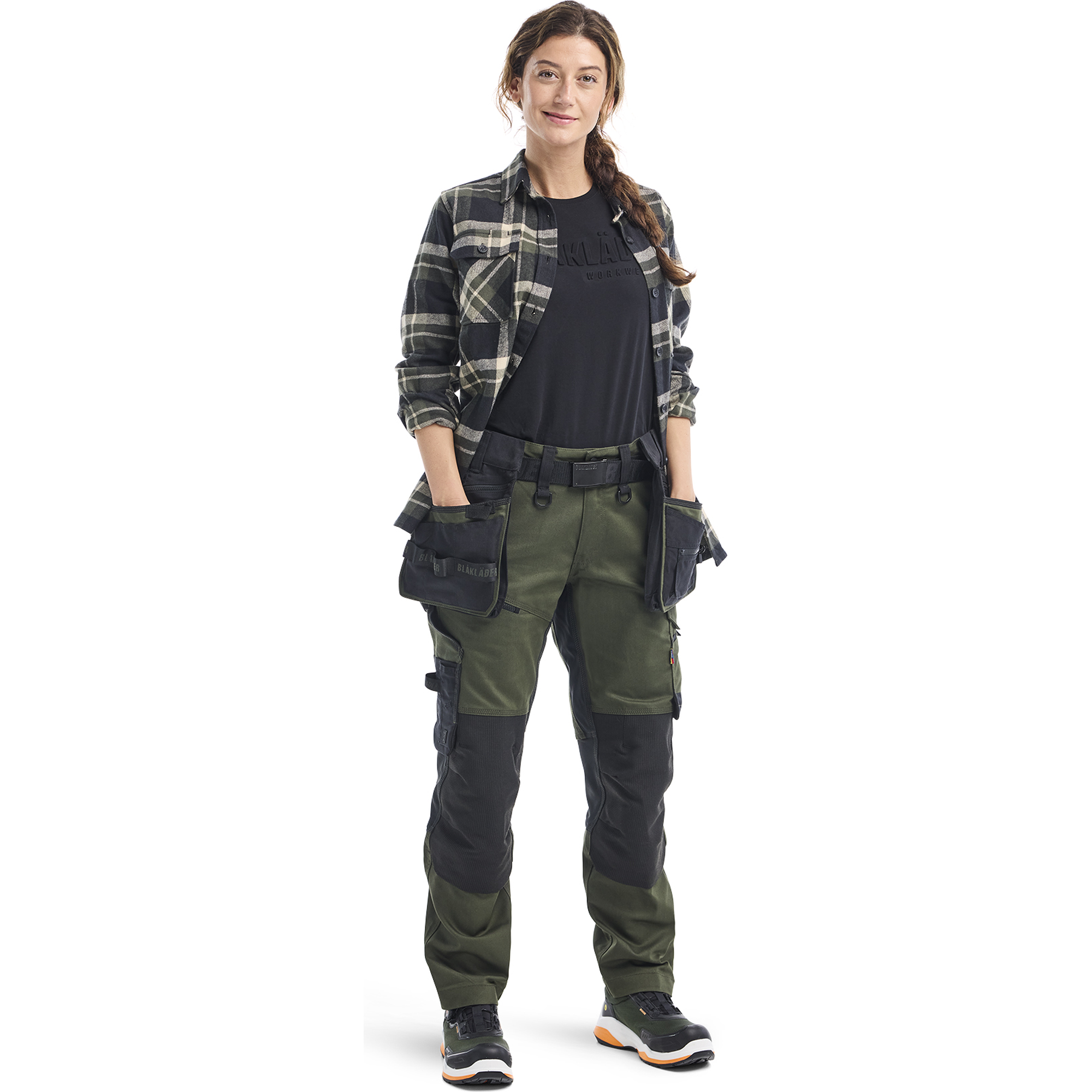 Blaklader Women's Flannel Shirt, Forest Green/Black (5)