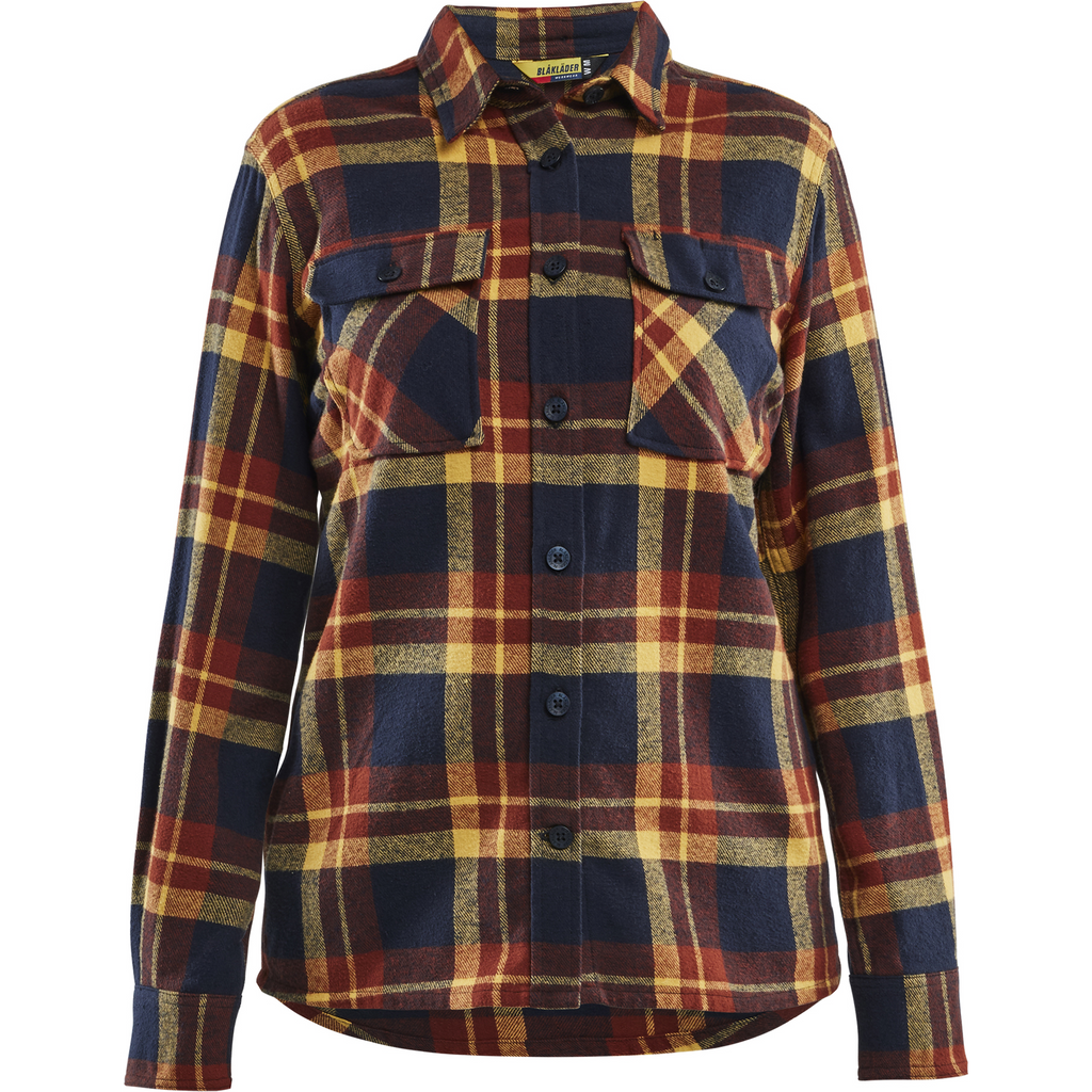 Blaklader Women's Flannel Shirt, Rust Red/Dark Blue