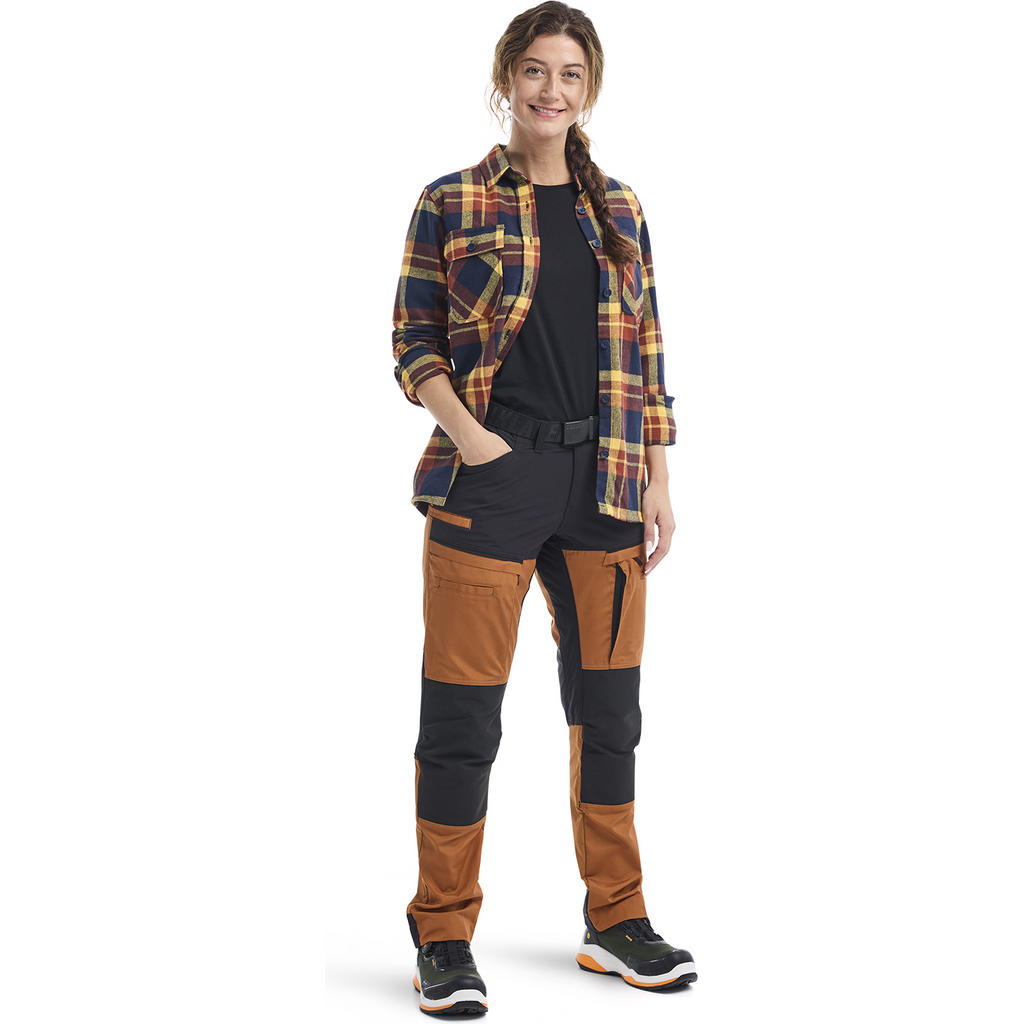 Blaklader Women's Flannel Shirt, Rust Red/Dark Blue (5)