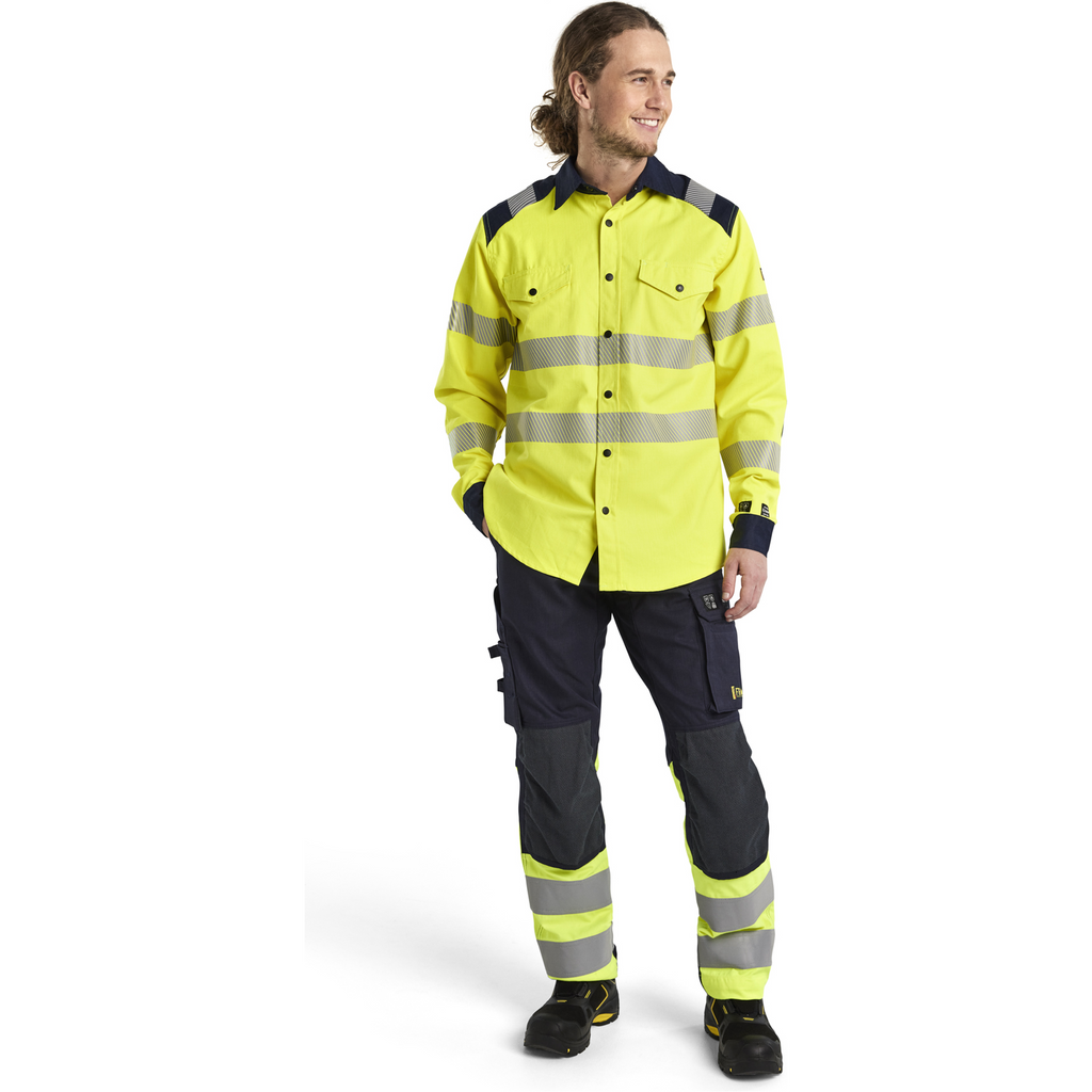 Blaklader Multinorm Shirt, Yellow/Navy Blue (5)