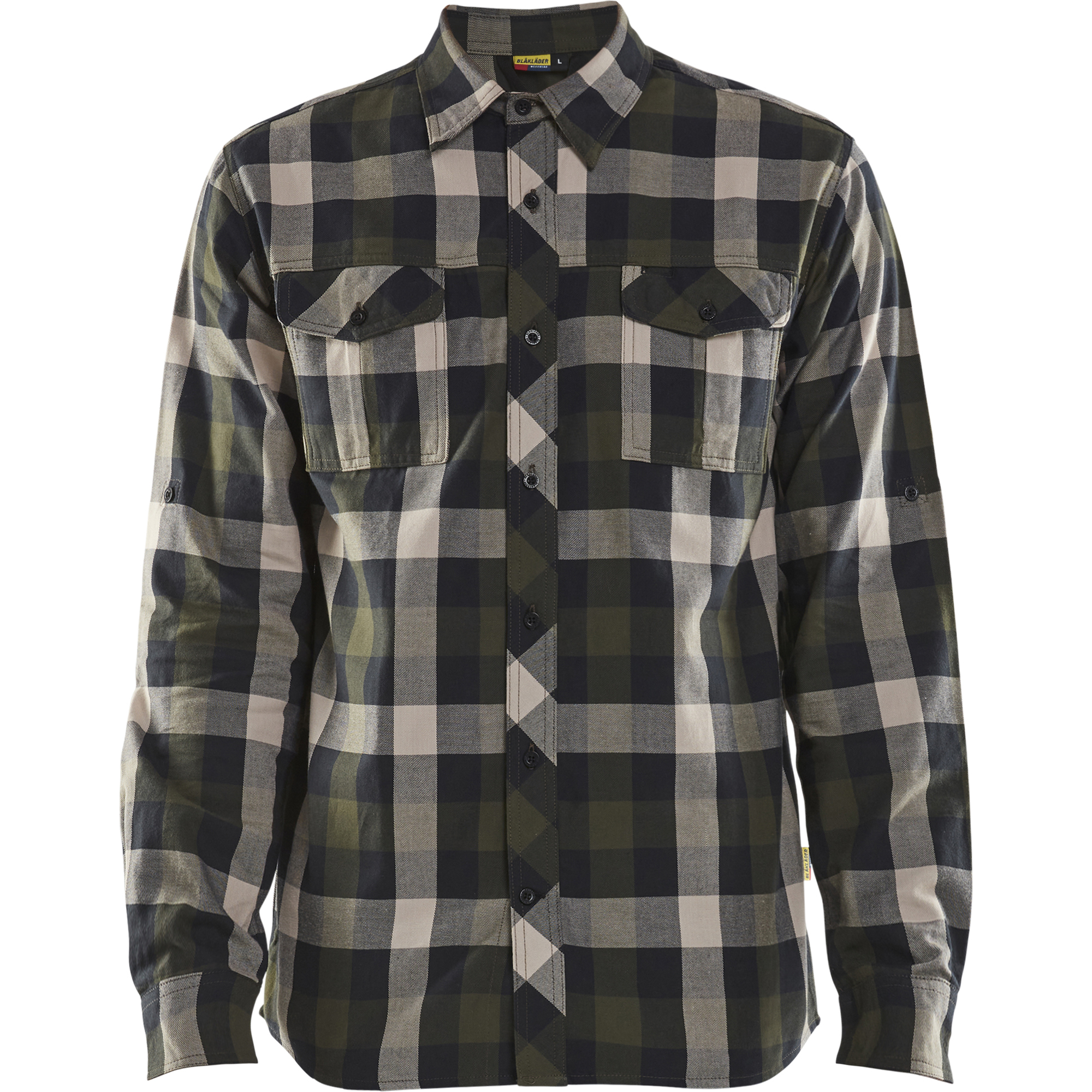 Blaklader Flannel Shirt, Dark Olive Green/Black