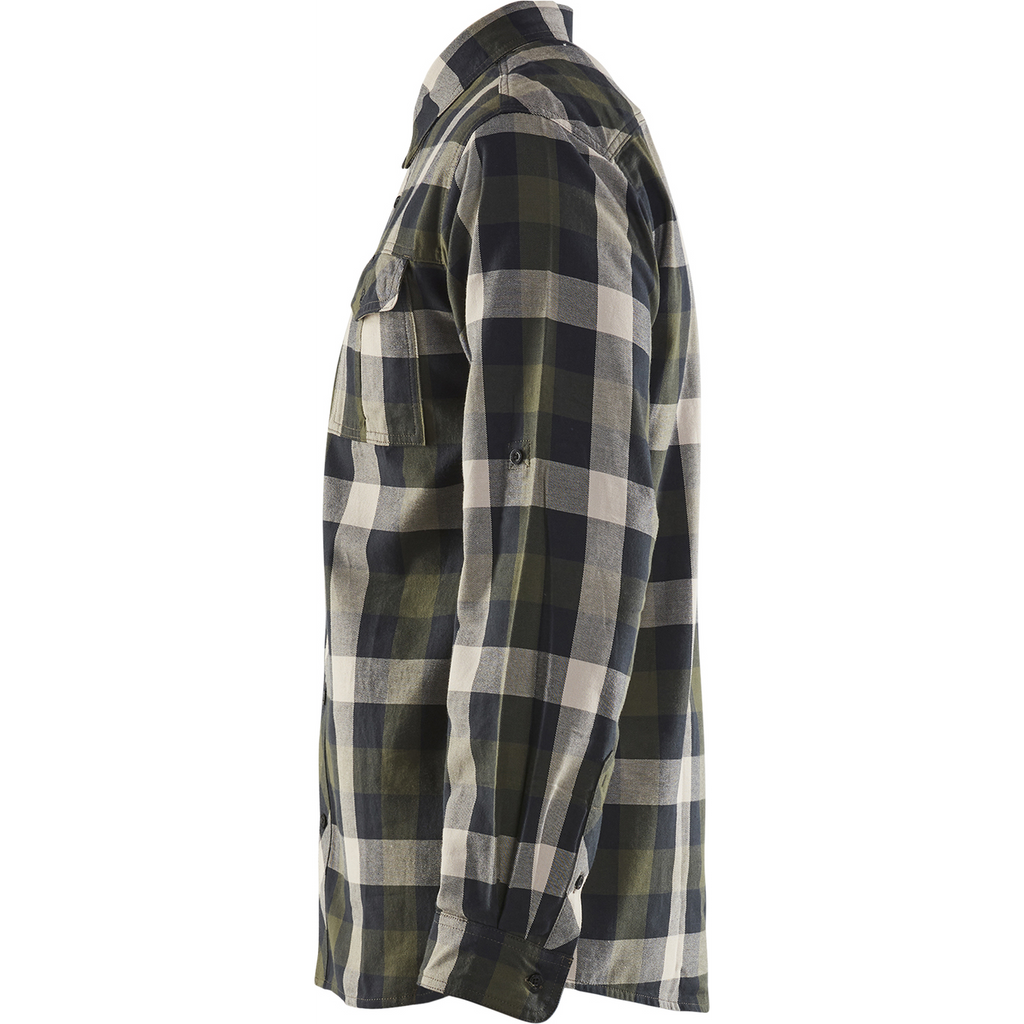 Blaklader Flannel Shirt, Dark Olive Green/Black (3)