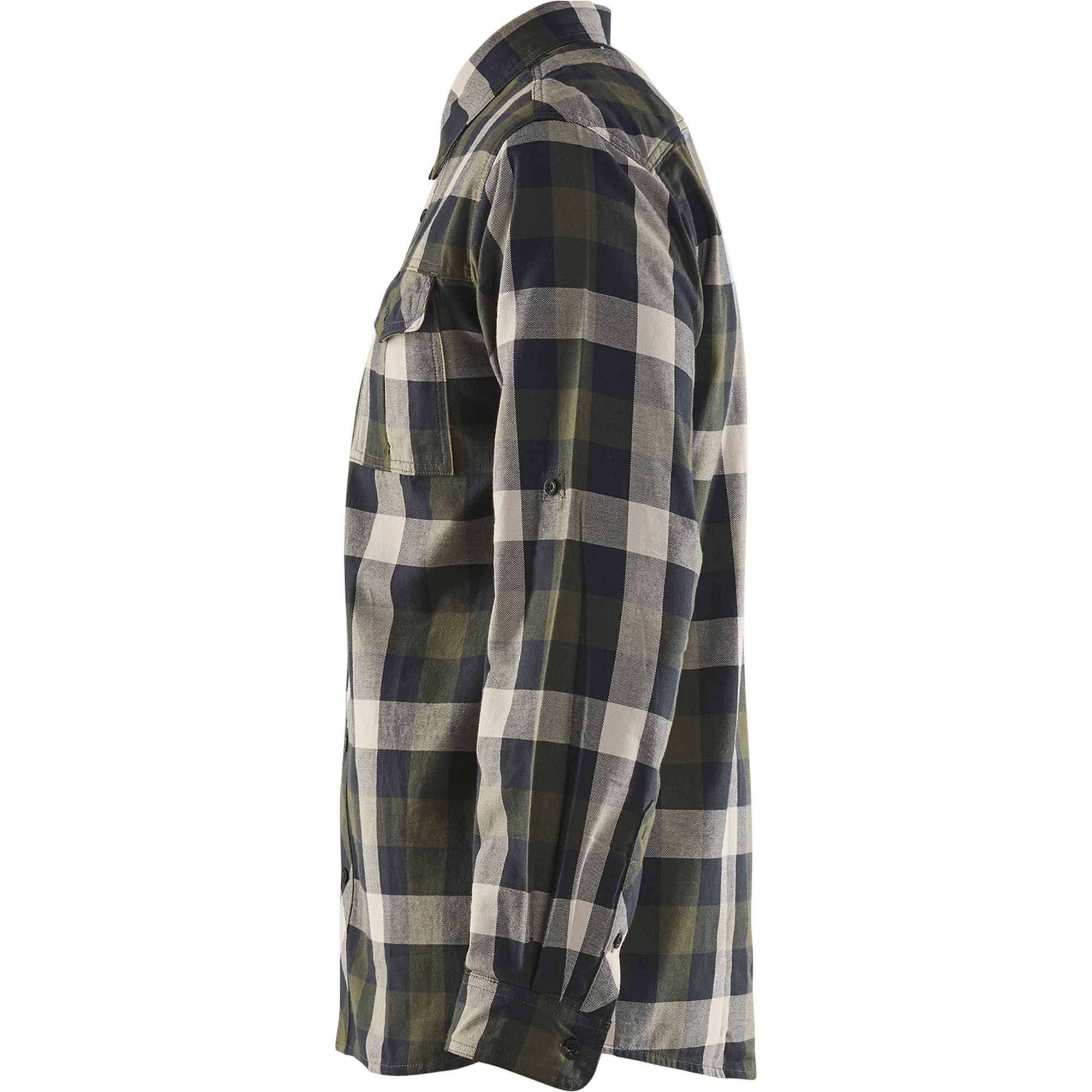 Blaklader Flannel Shirt, Dark Olive Green/Black (3)