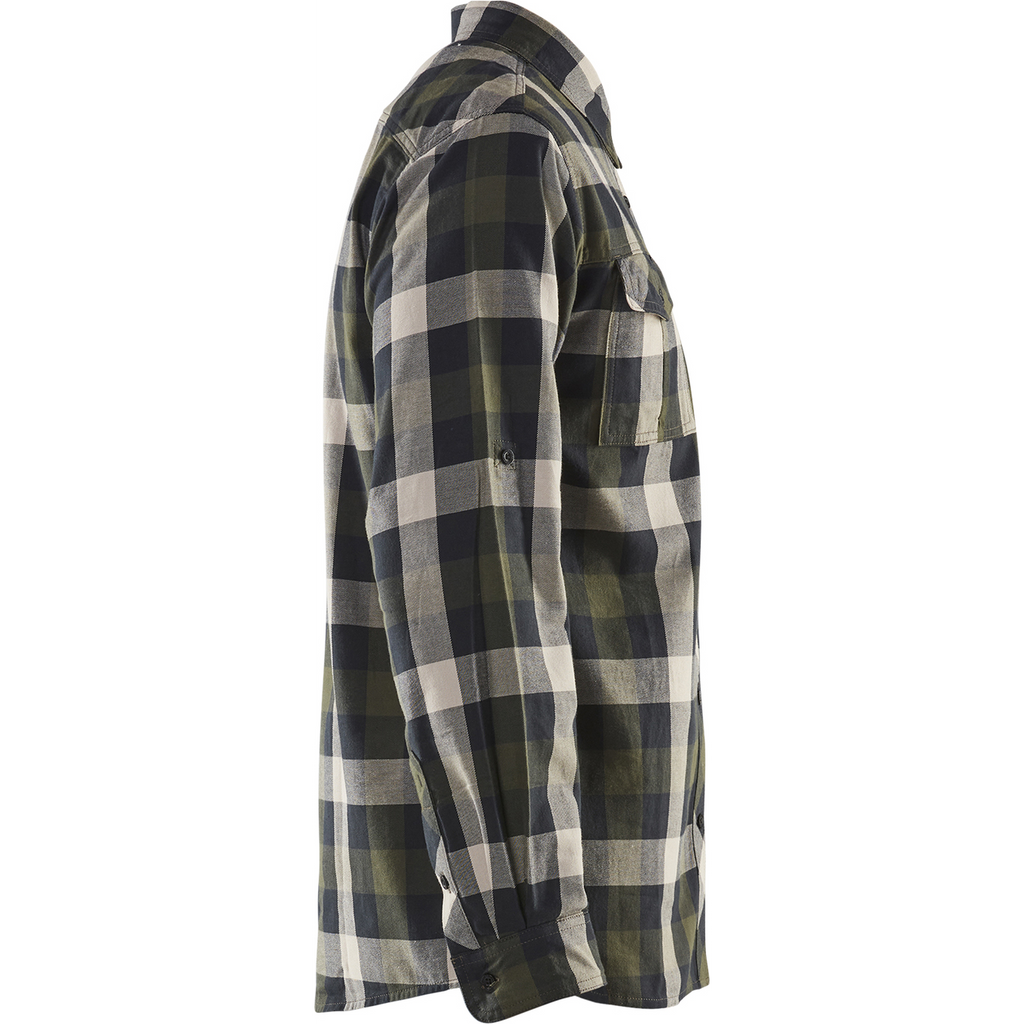 Blaklader Flannel Shirt, Dark Olive Green/Black (2)