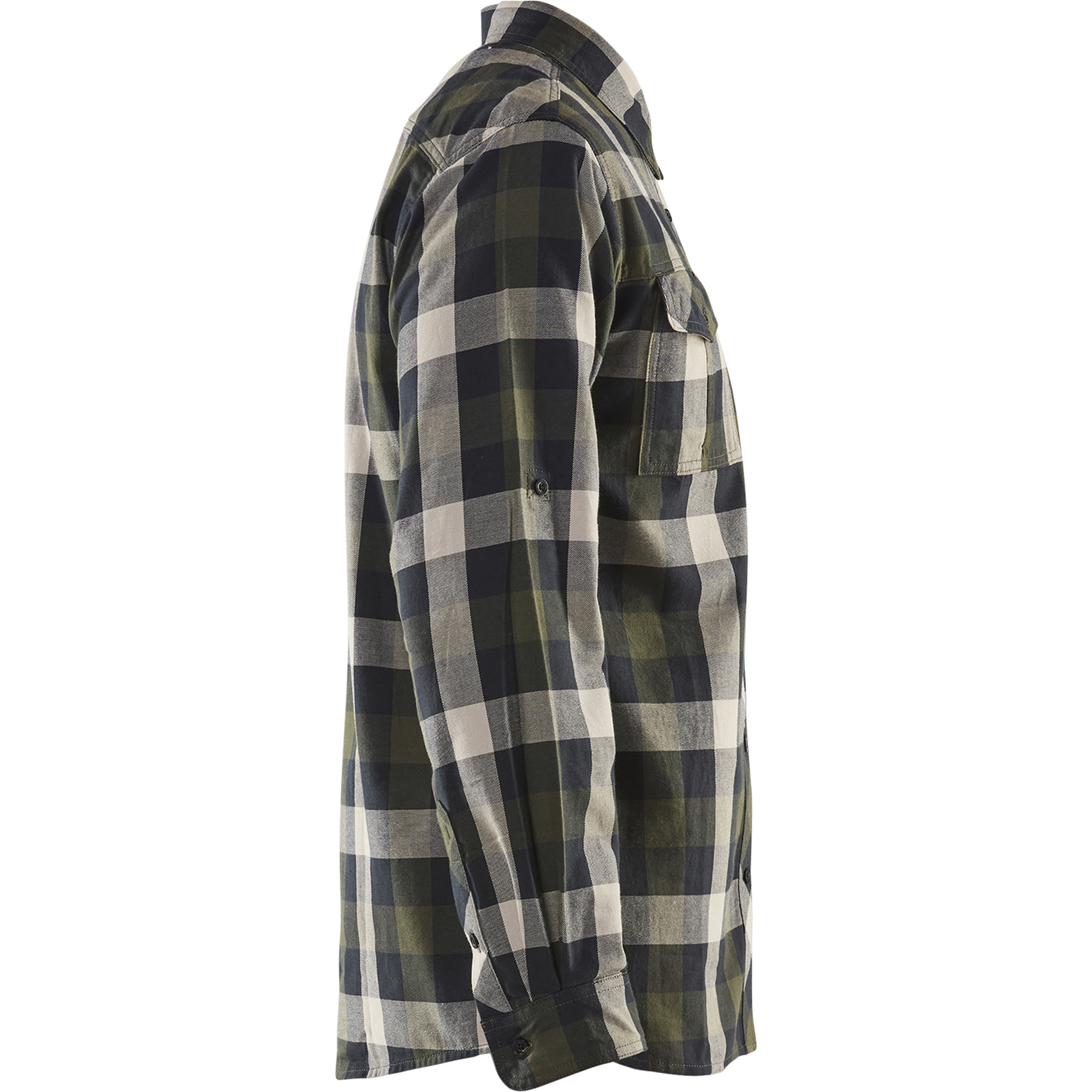 Blaklader Flannel Shirt, Dark Olive Green/Black (2)