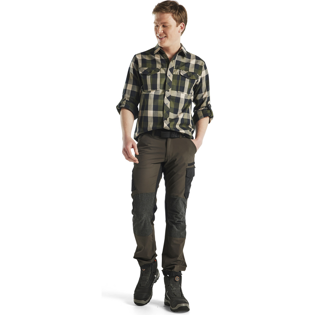 Blaklader Flannel Shirt, Dark Olive Green/Black (5)
