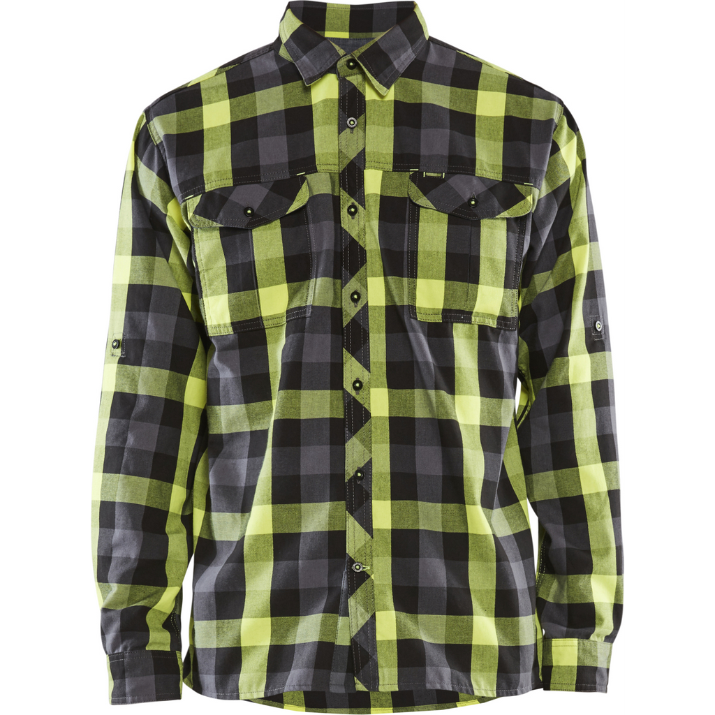 Blaklader Flannel Shirt, Black/Yellow