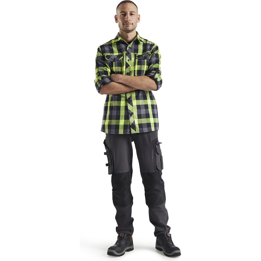 Blaklader Flannel Shirt, Black/Yellow (5)