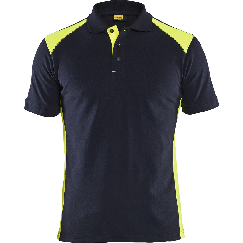 Blaklader Polo Shirt, Dark Navy/Yellow
