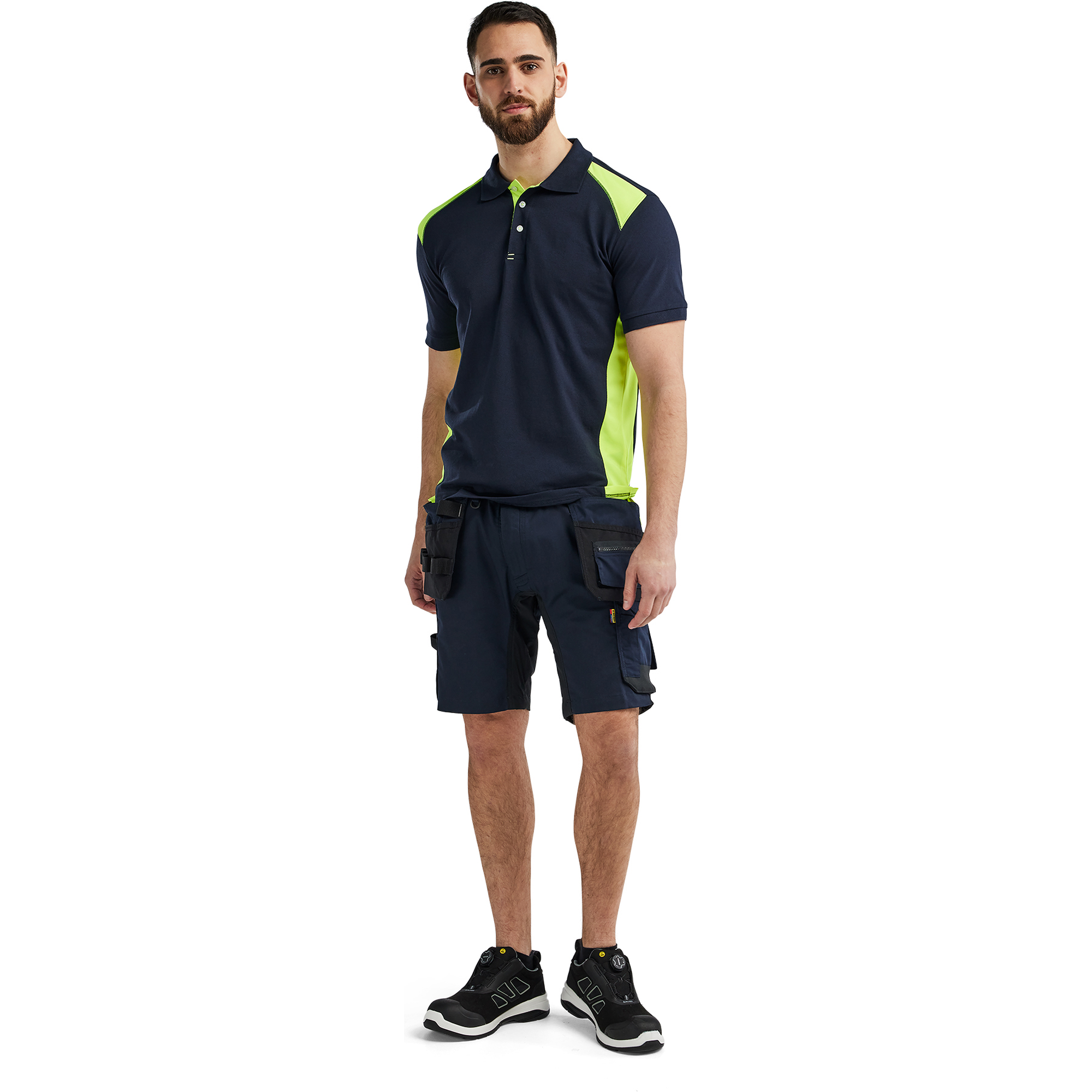 Blaklader Polo Shirt, Dark Navy/Yellow (5)