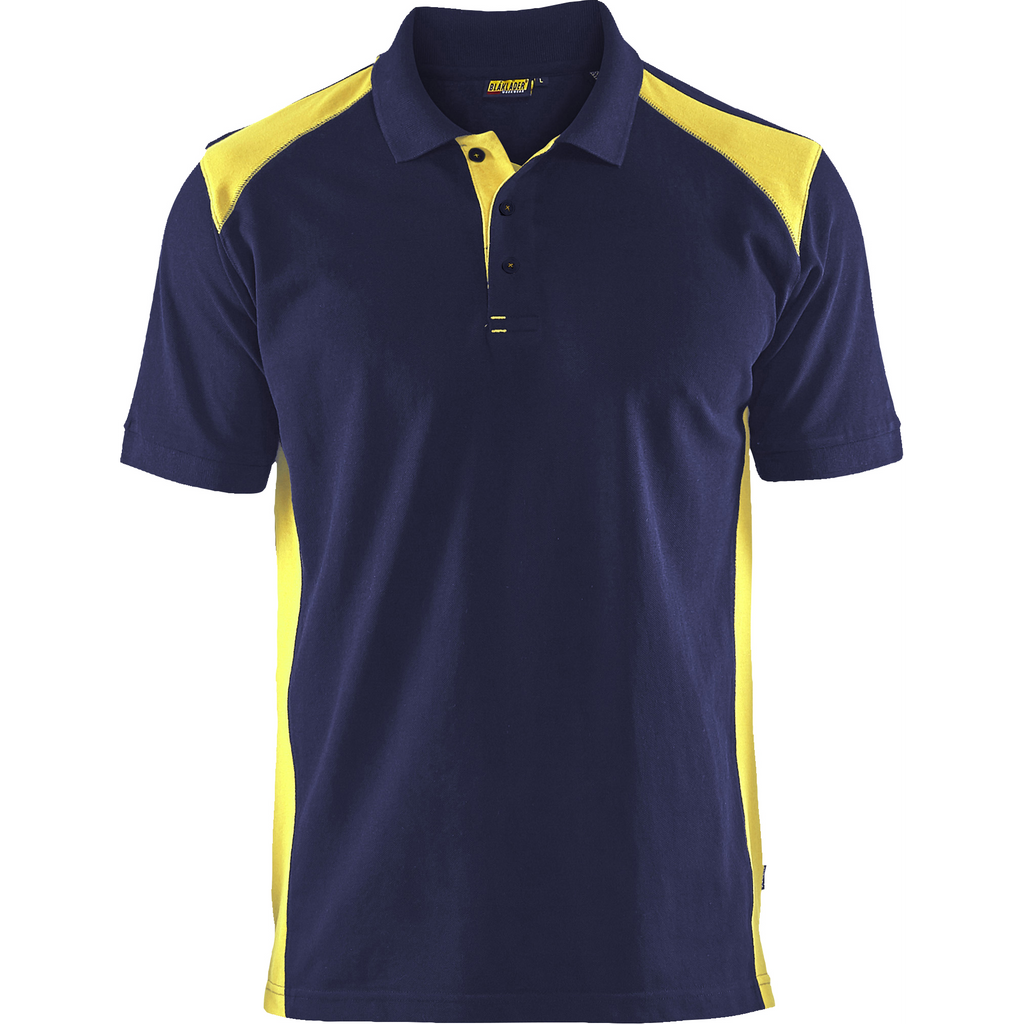Blaklader Polo Shirt, Navy Blue/ Yellow