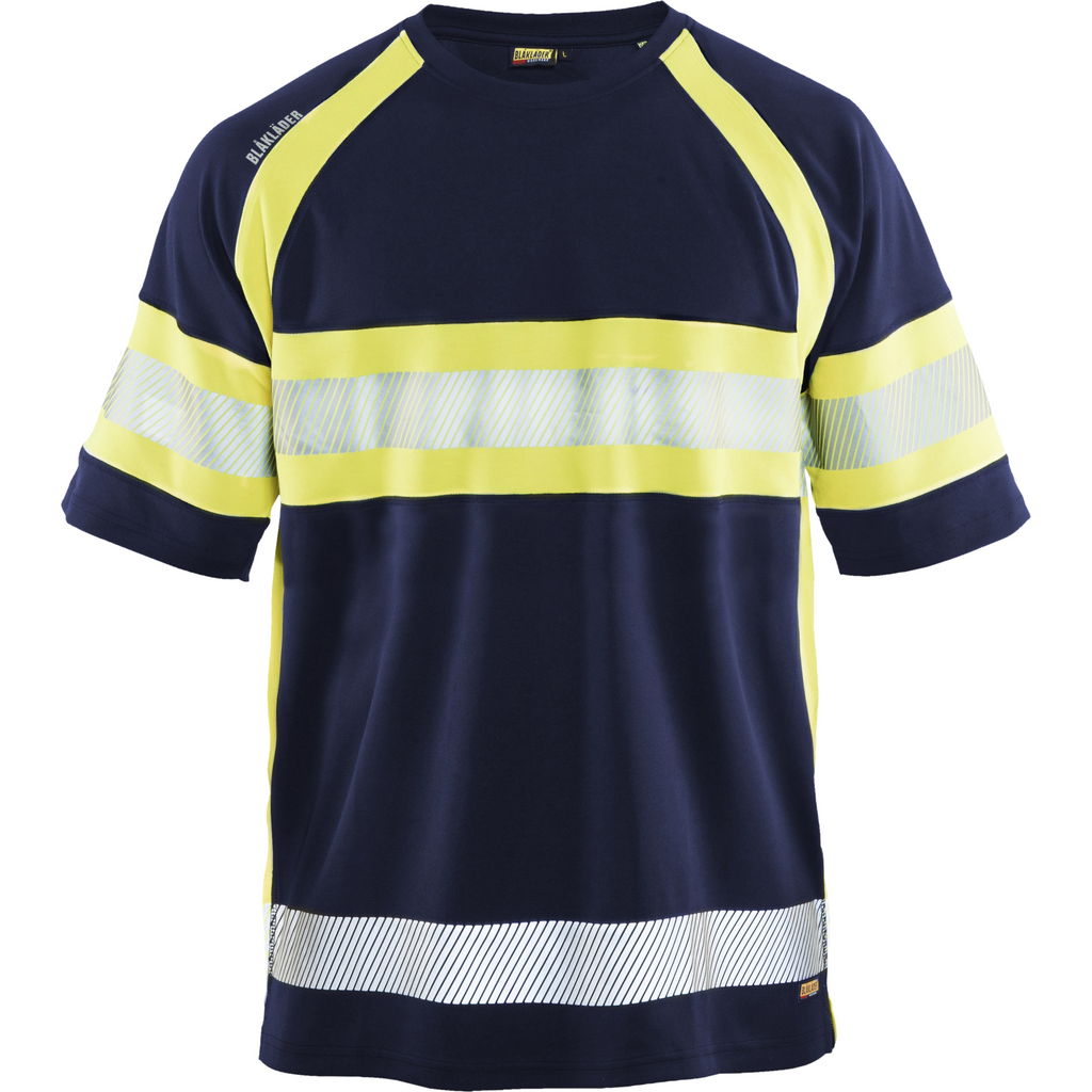 Blaklader High Vis UV Protection T-Shirt, Navy Blue/ Yellow