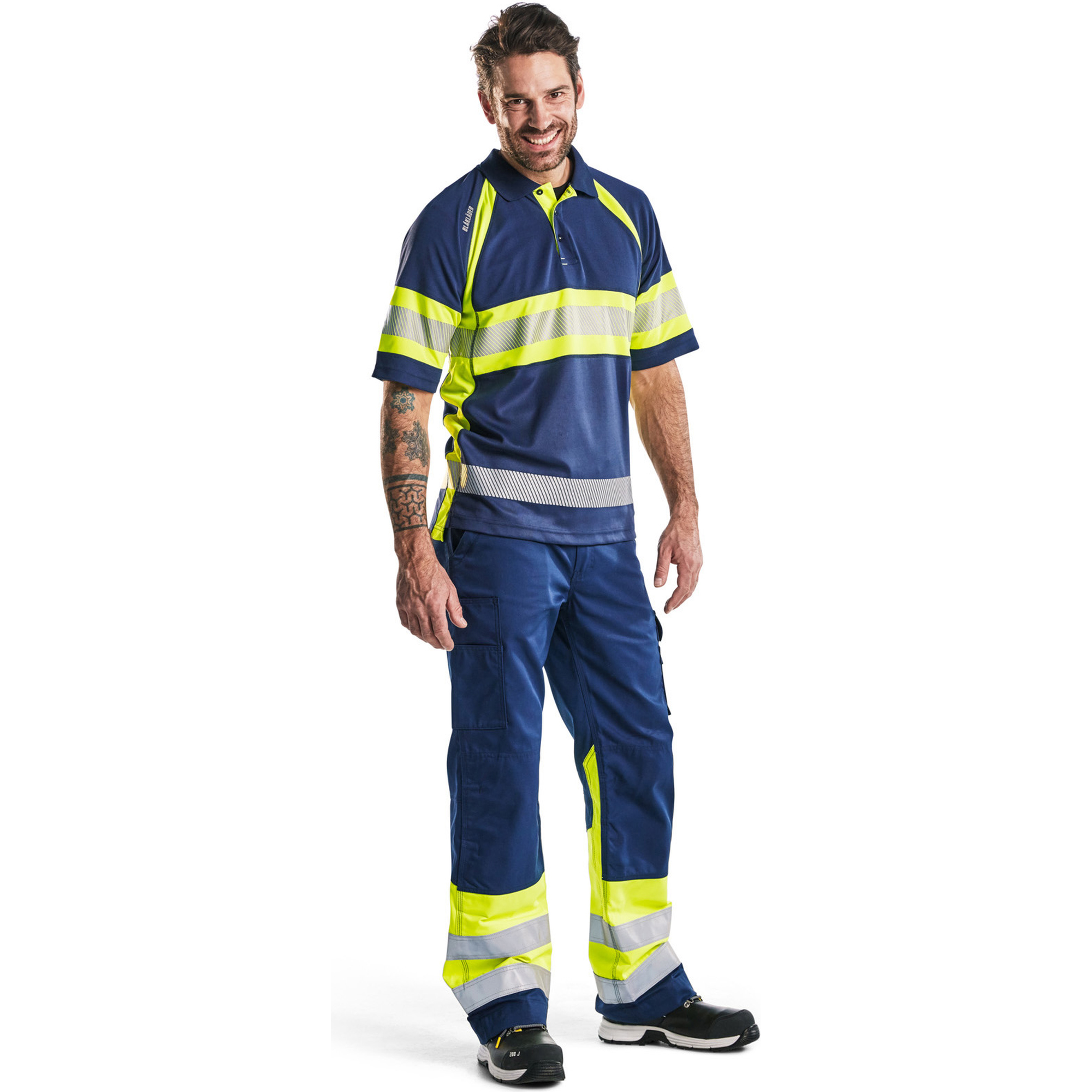 Blaklader High Vis UV Protection Polo Shirt, Navy Blue/ Yellow (5)