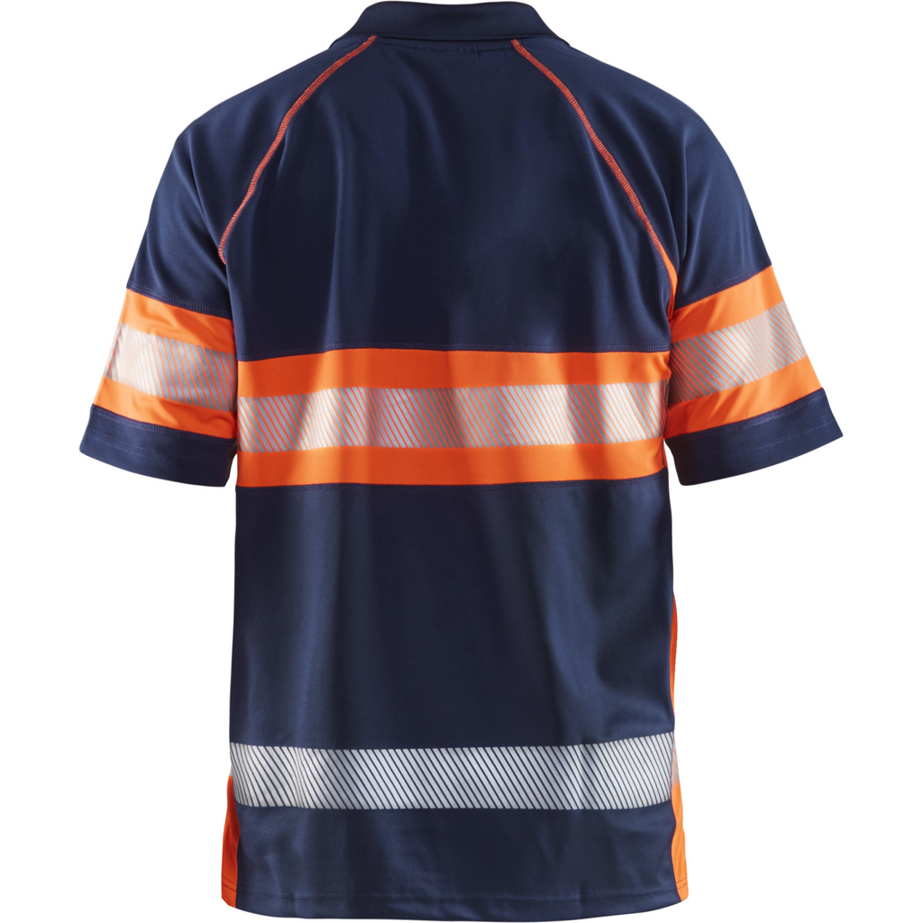 Blaklader High Vis UV Protection Polo Shirt, Navy Blue/Orange (4)