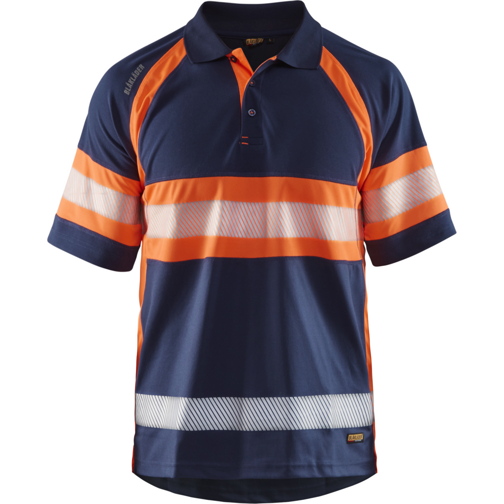 Blaklader High Vis UV Protection Polo Shirt, Navy Blue/Orange