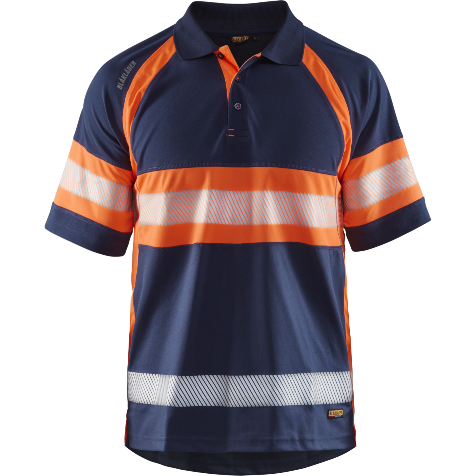 Blaklader High Vis UV Protection Polo Shirt, Navy Blue/Orange