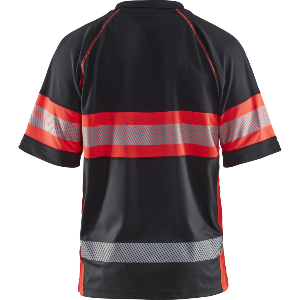 Blaklader High Vis UV Protection Polo Shirt, Black/High Vis Red (4)